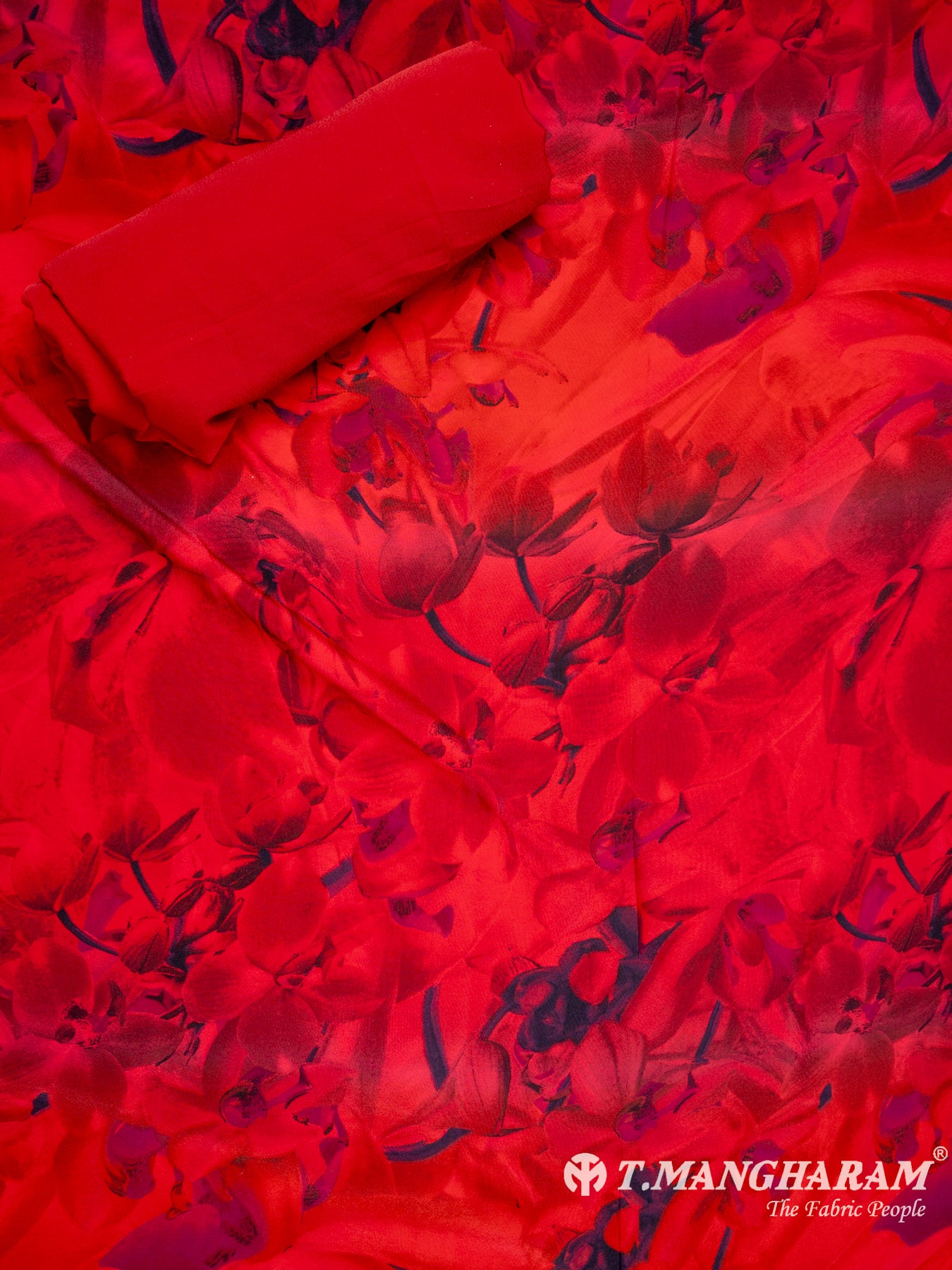 Red Crepe Chudidhar Fabric Set - EG1667 view-2