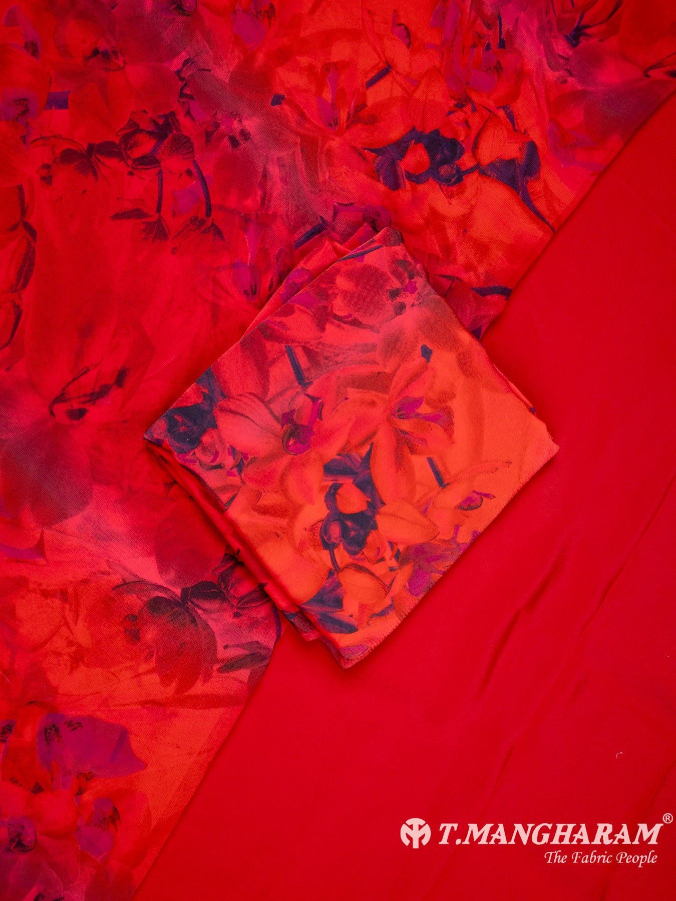 Red Crepe Chudidhar Fabric Set - EG1667 view-1