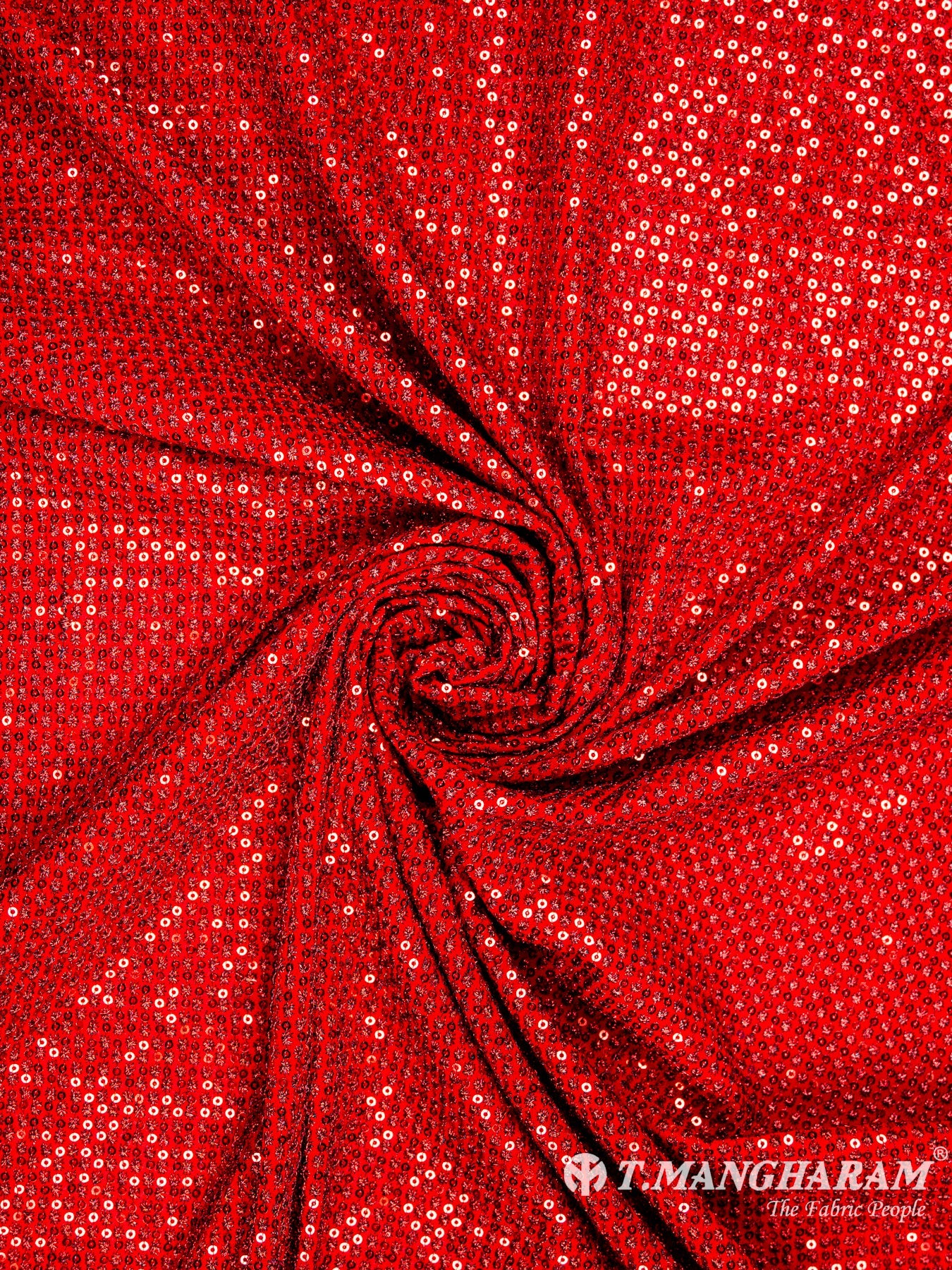 Red Fancy Georgette Fabric - EC6105 view-1