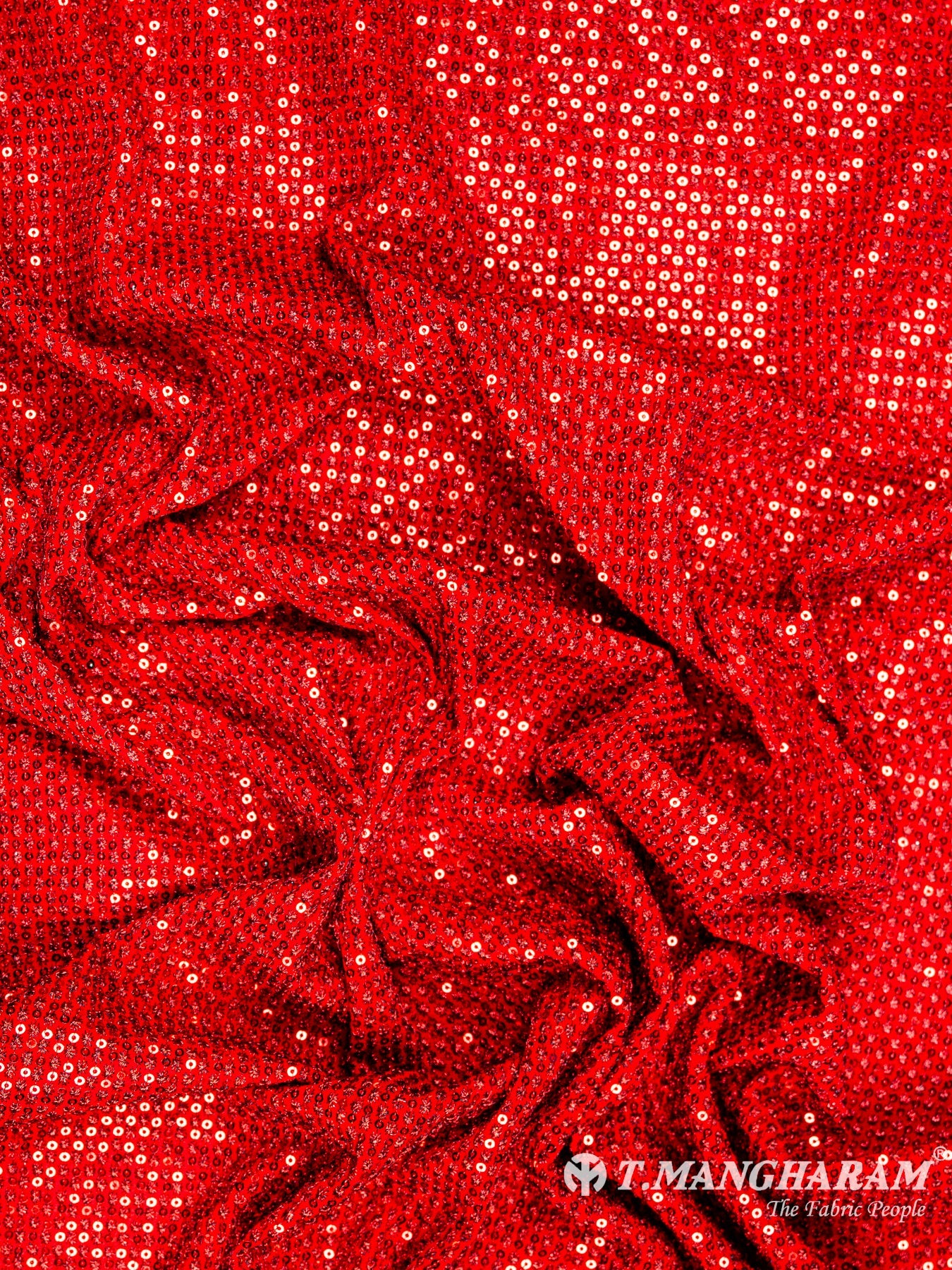 Red Fancy Georgette Fabric - EC6105 view-4