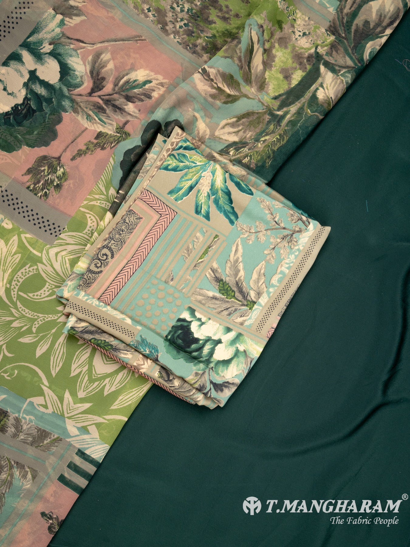 Green Crepe Chudidhar Fabric Set - EG1675 view-1