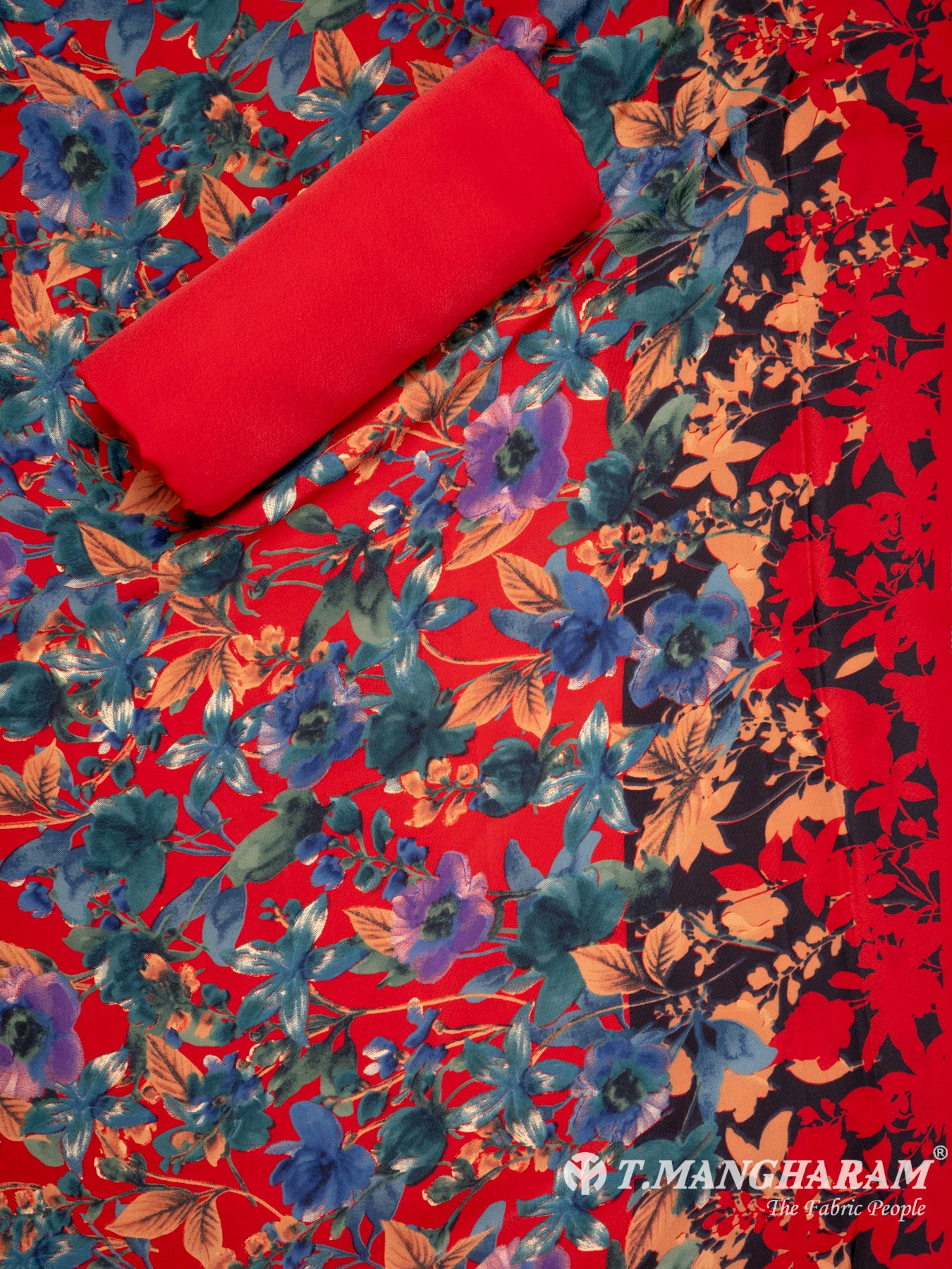 Red Crepe Chudidhar Fabric Set - EG1658 view-2