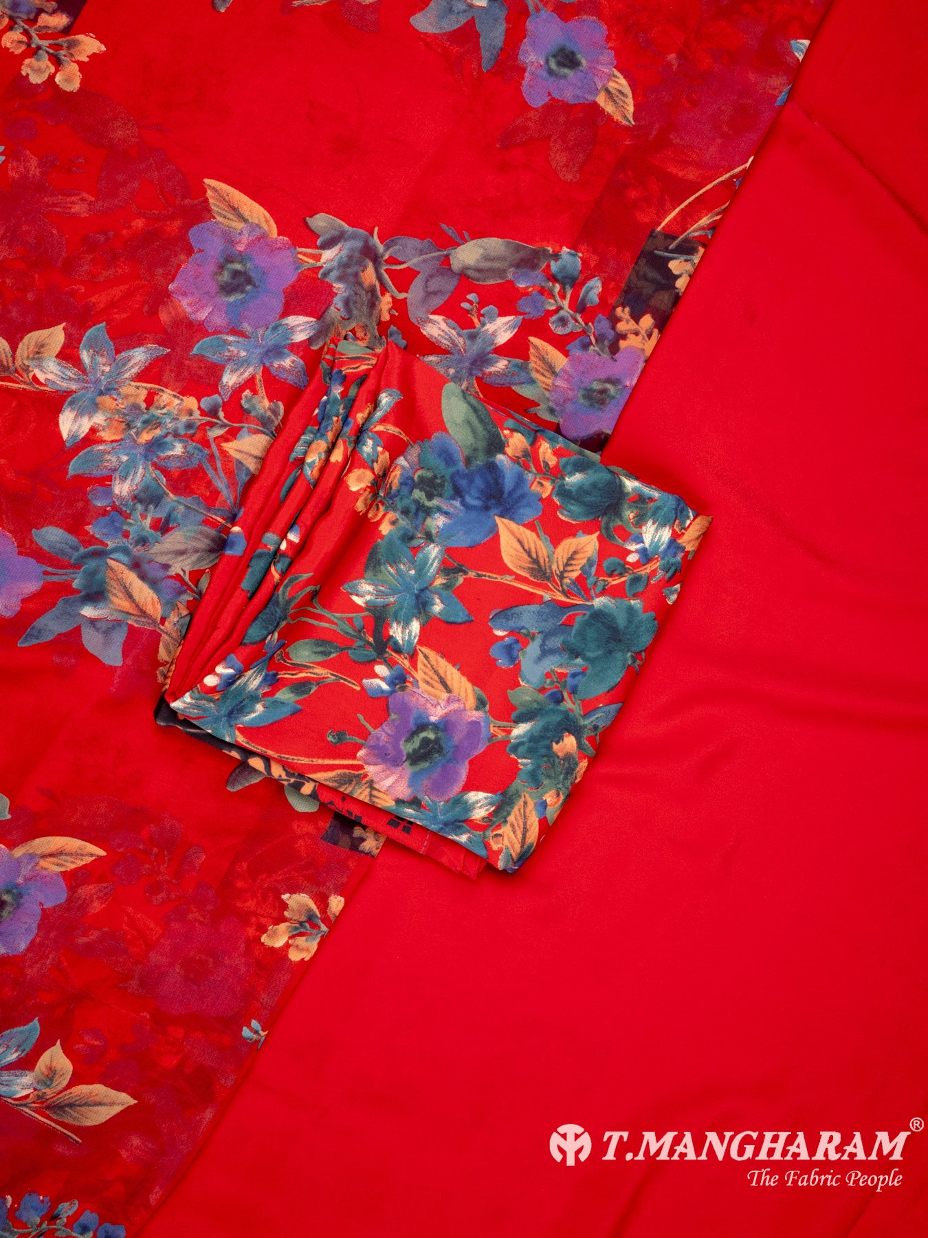 Red Crepe Chudidhar Fabric Set - EG1658 view-1