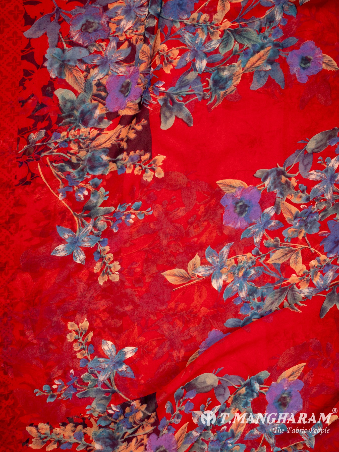 Red Crepe Chudidhar Fabric Set - EG1658 view-3