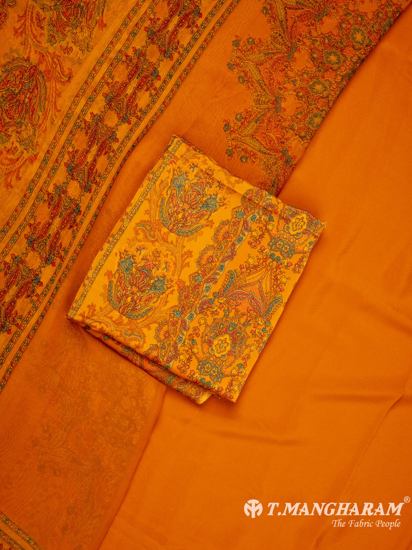 Orange Crepe Chudidhar Fabric Set - EG1652 view-1