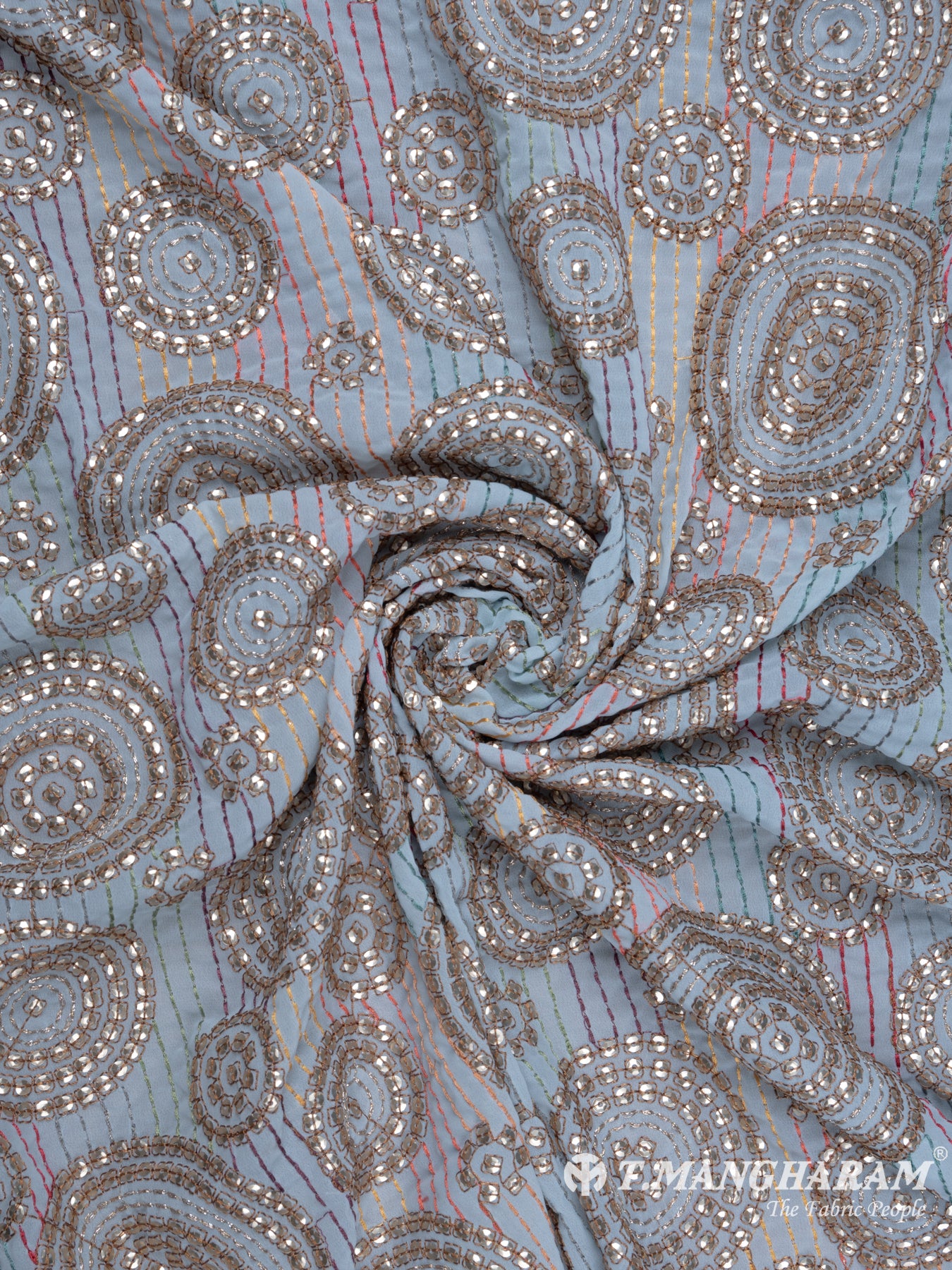 Blue Georgette Fabric - EC7757 view-1