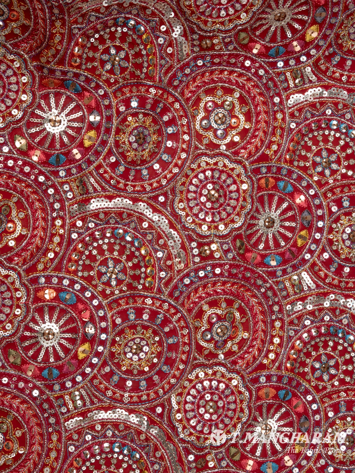 Red Georgette Fabric - EC7763 view-3