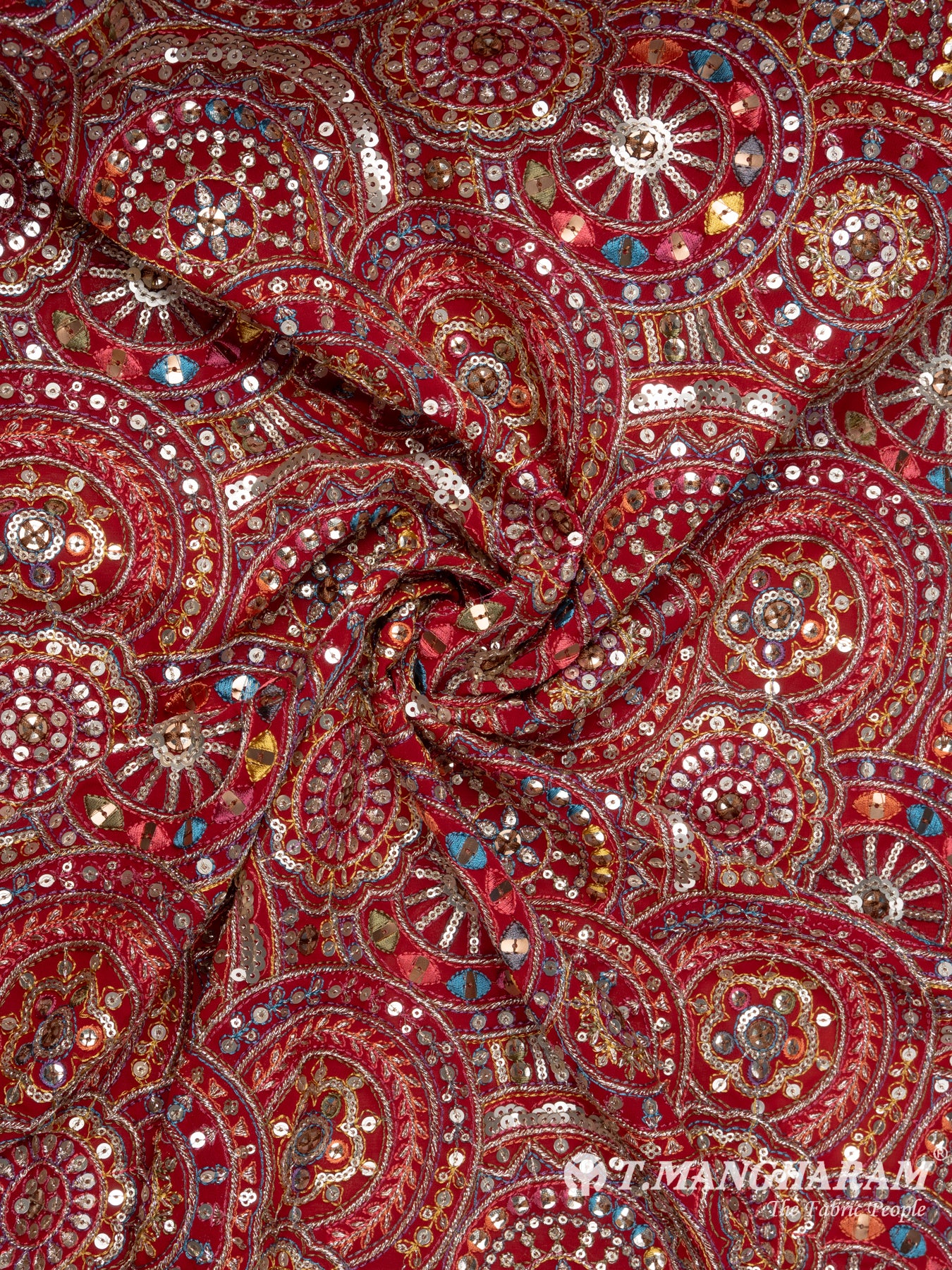 Red Georgette Fabric - EC7763 view-1