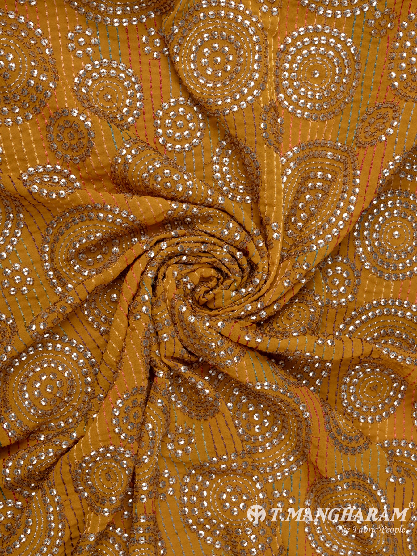 Mustard Yellow Georgette Fabric - EC7758 view-1