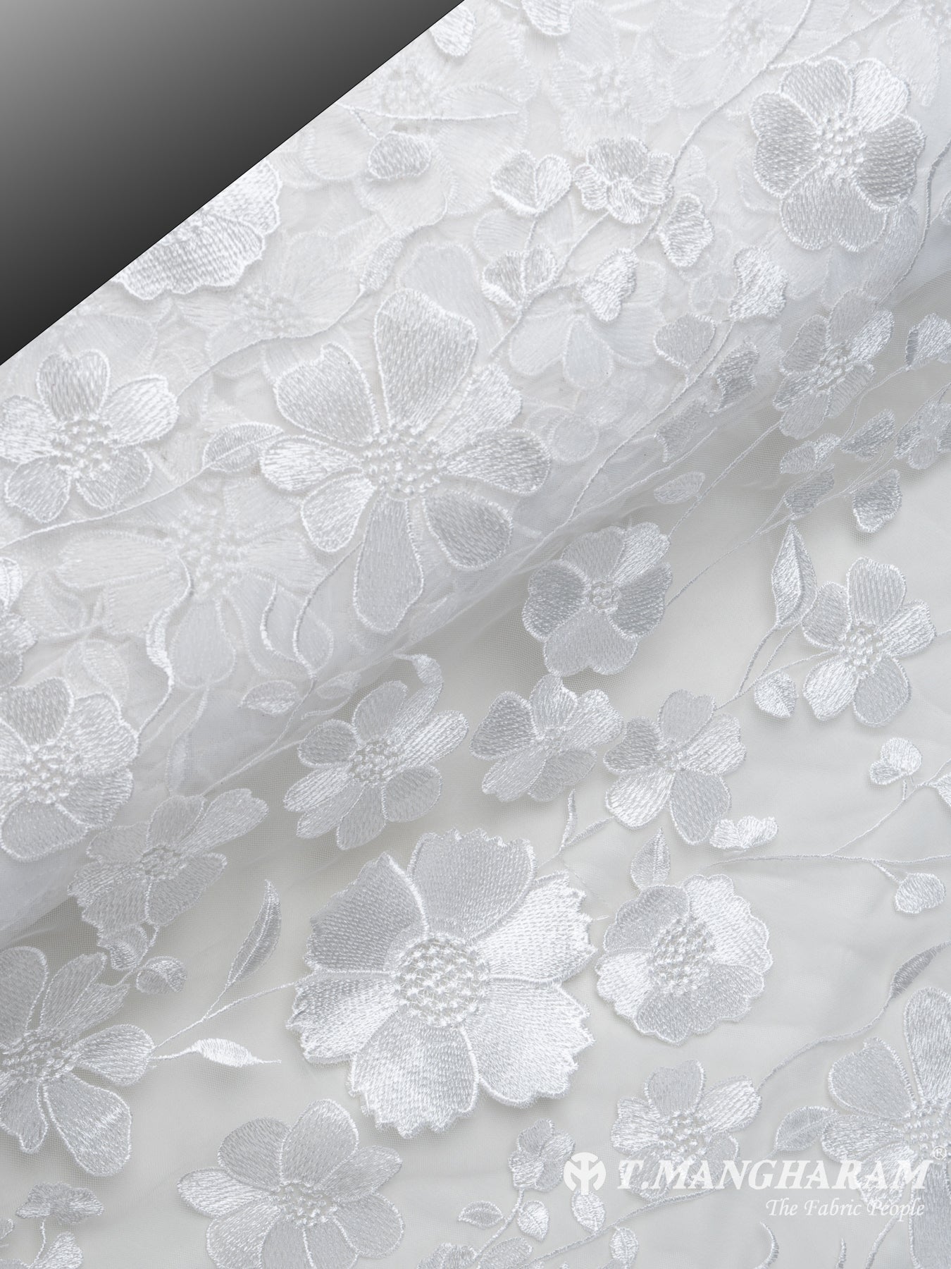 White Net Embroidery Fabric - EC7735 view-2