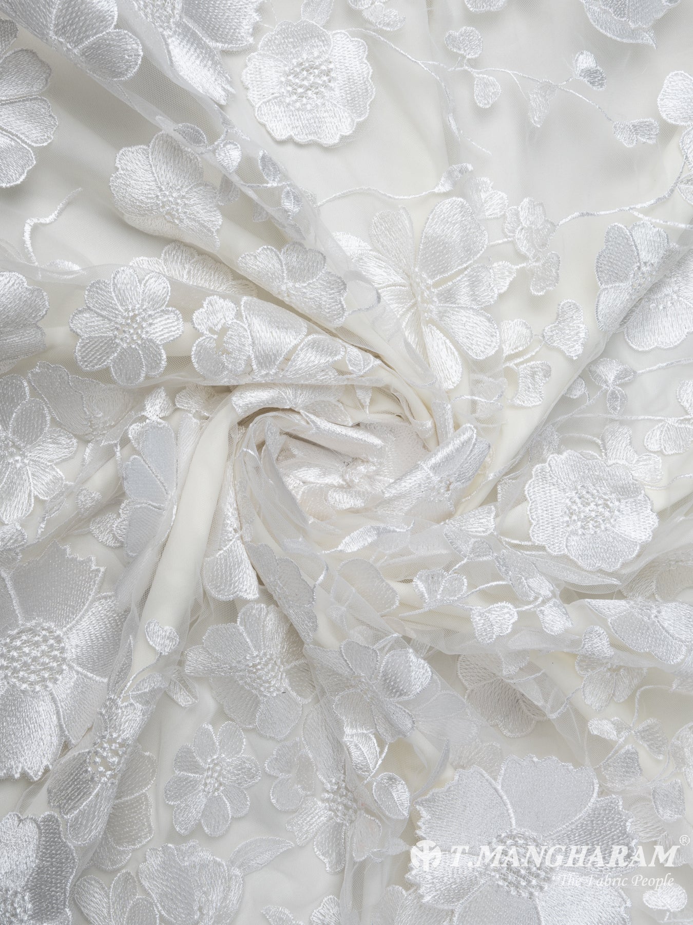 White Net Embroidery Fabric - EC7735 view-1