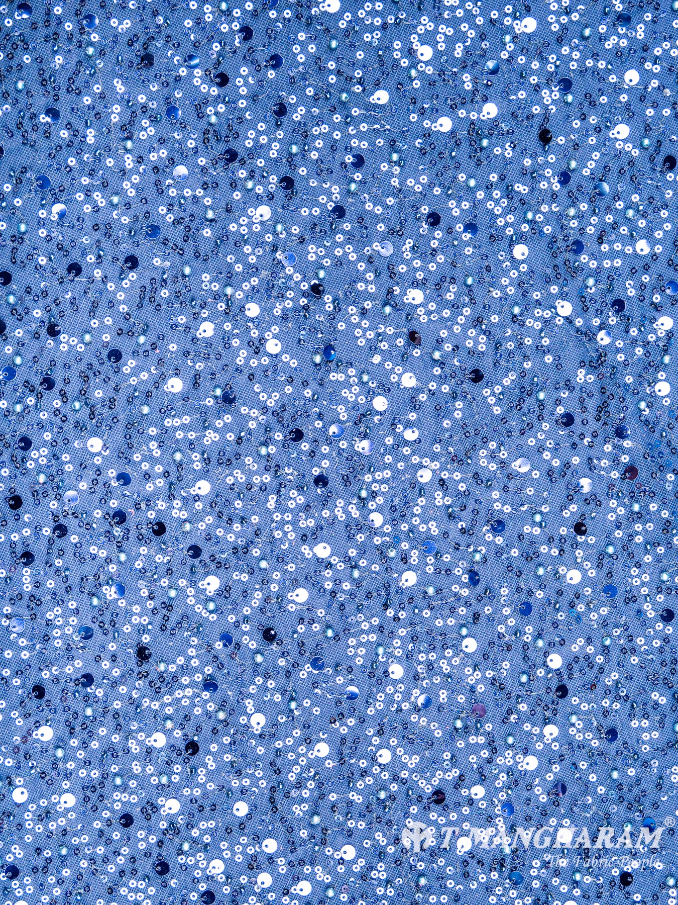 Blue Sequin Fancy Net Fabric - EA2047 view-3