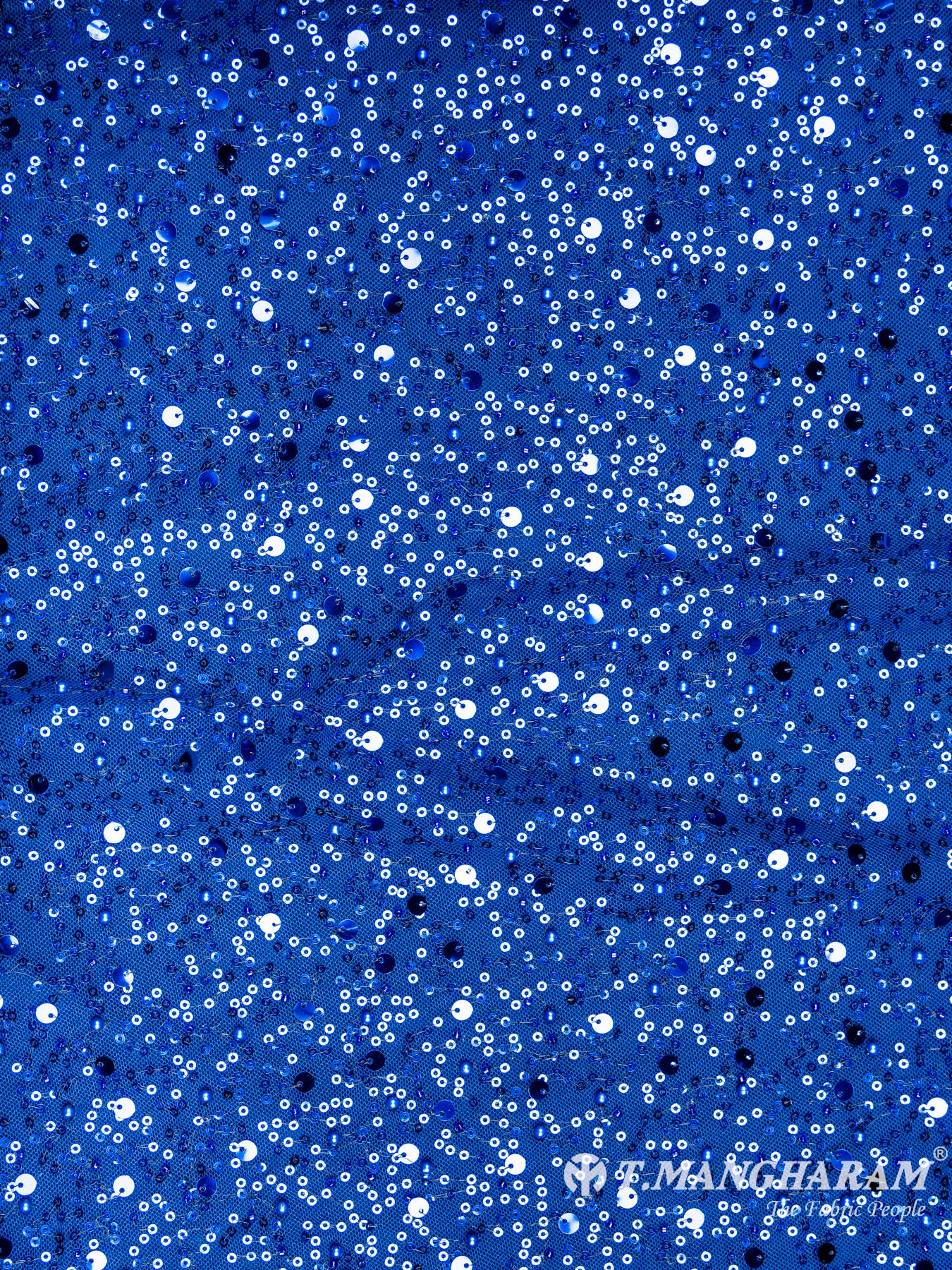 Blue Sequin Fancy Net Fabric - EA2046 view-3