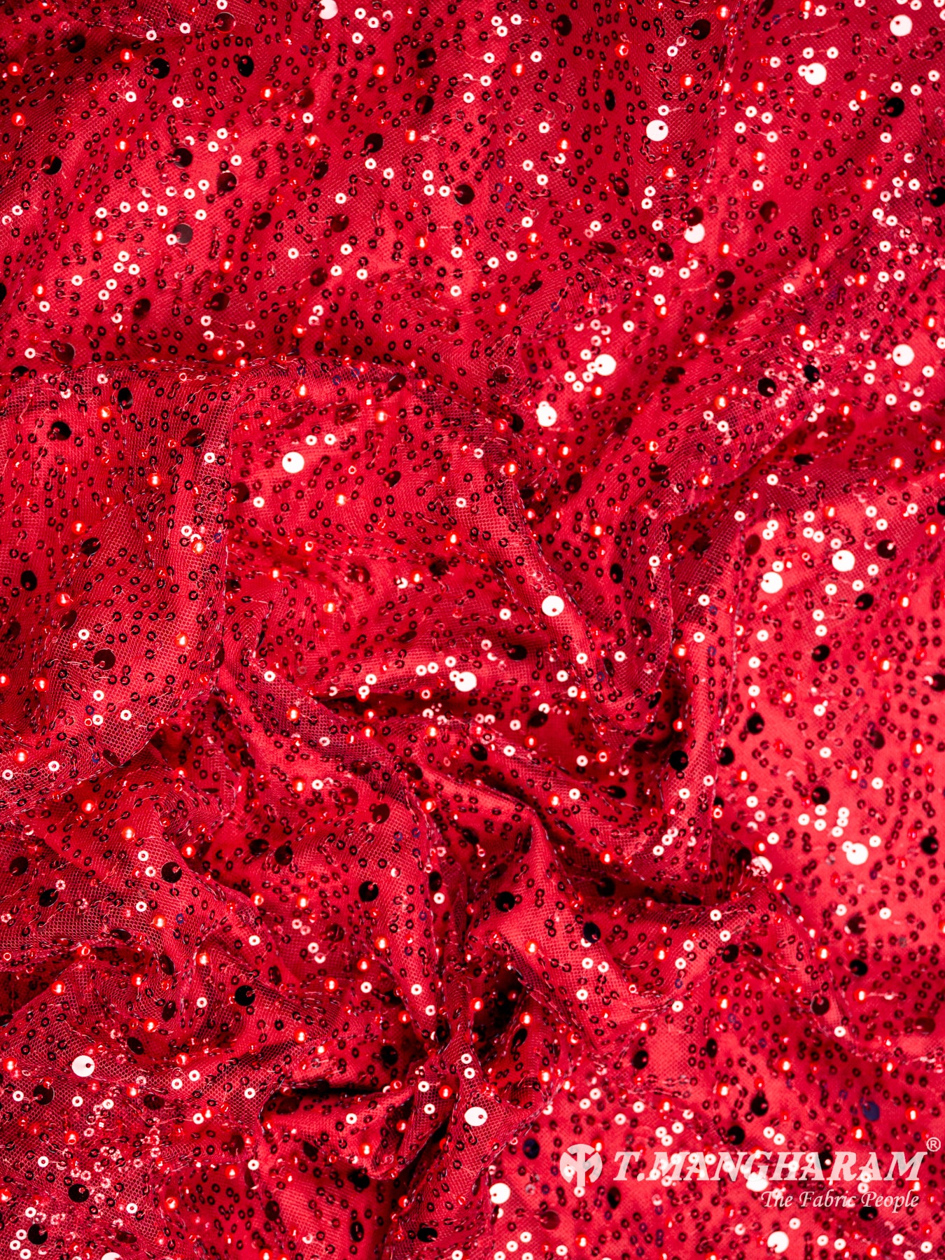 Maroon Sequin Fancy Net Fabric - EA2058 view-4