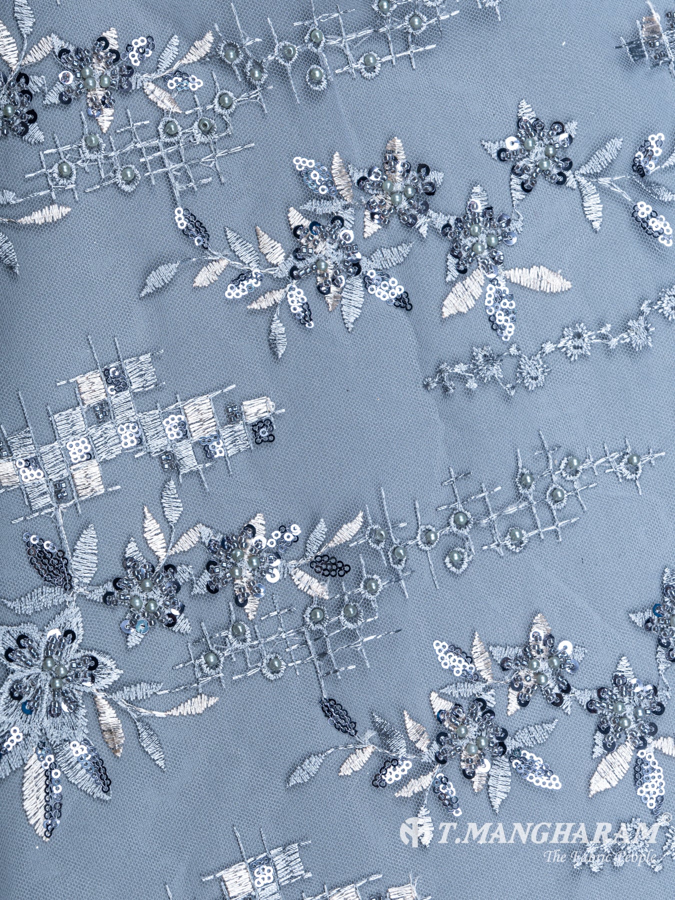 Ash Blue Fancy Net Fabric - EA1515 view-3