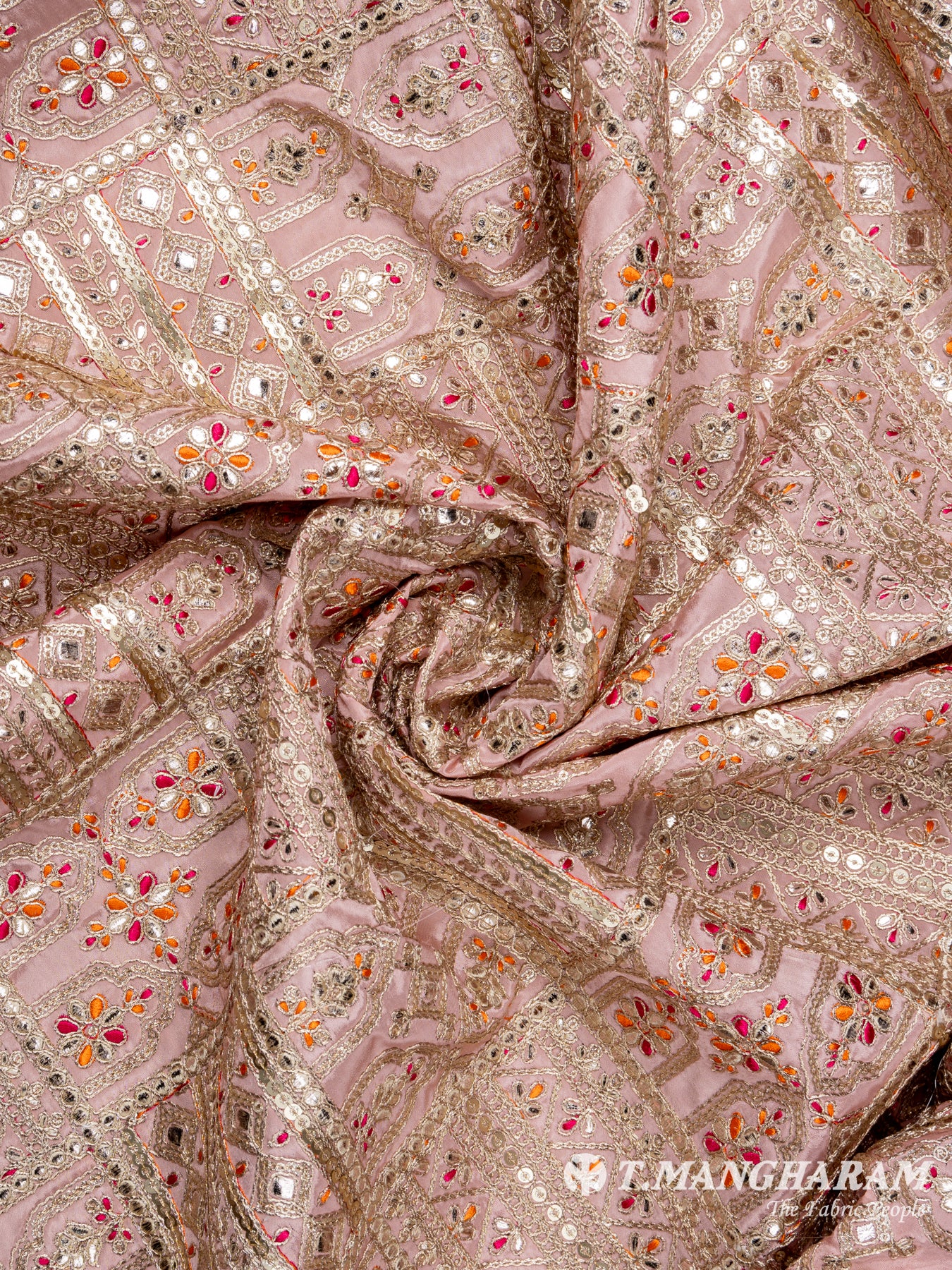 Pink Yellow Crepe Fabric - EC7906 view-1