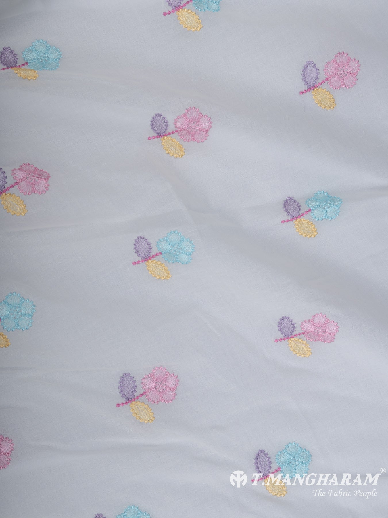 White Cotton Embroidery Fabric - EC7909 view-3