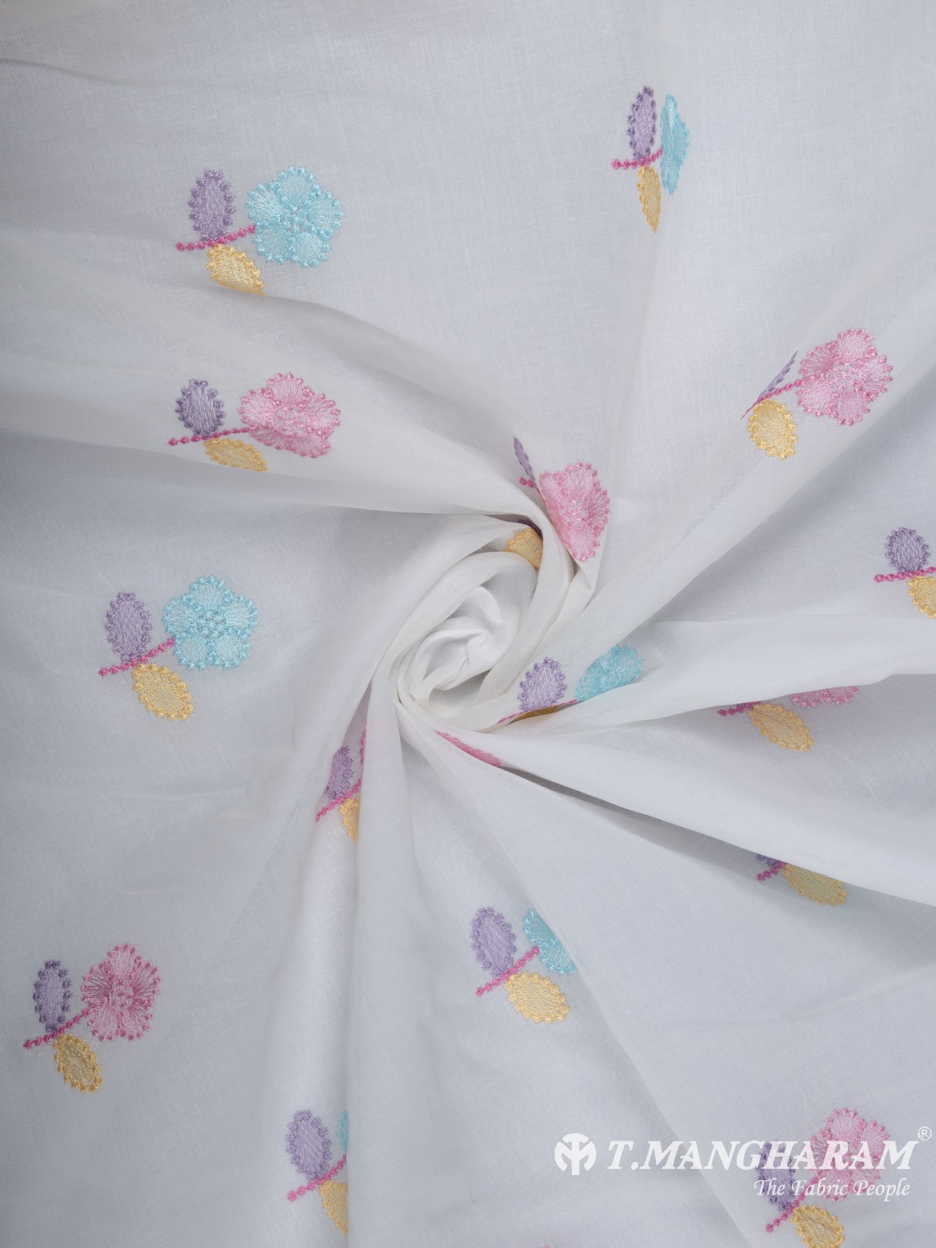 White Cotton Embroidery Fabric - EC7909 view-1