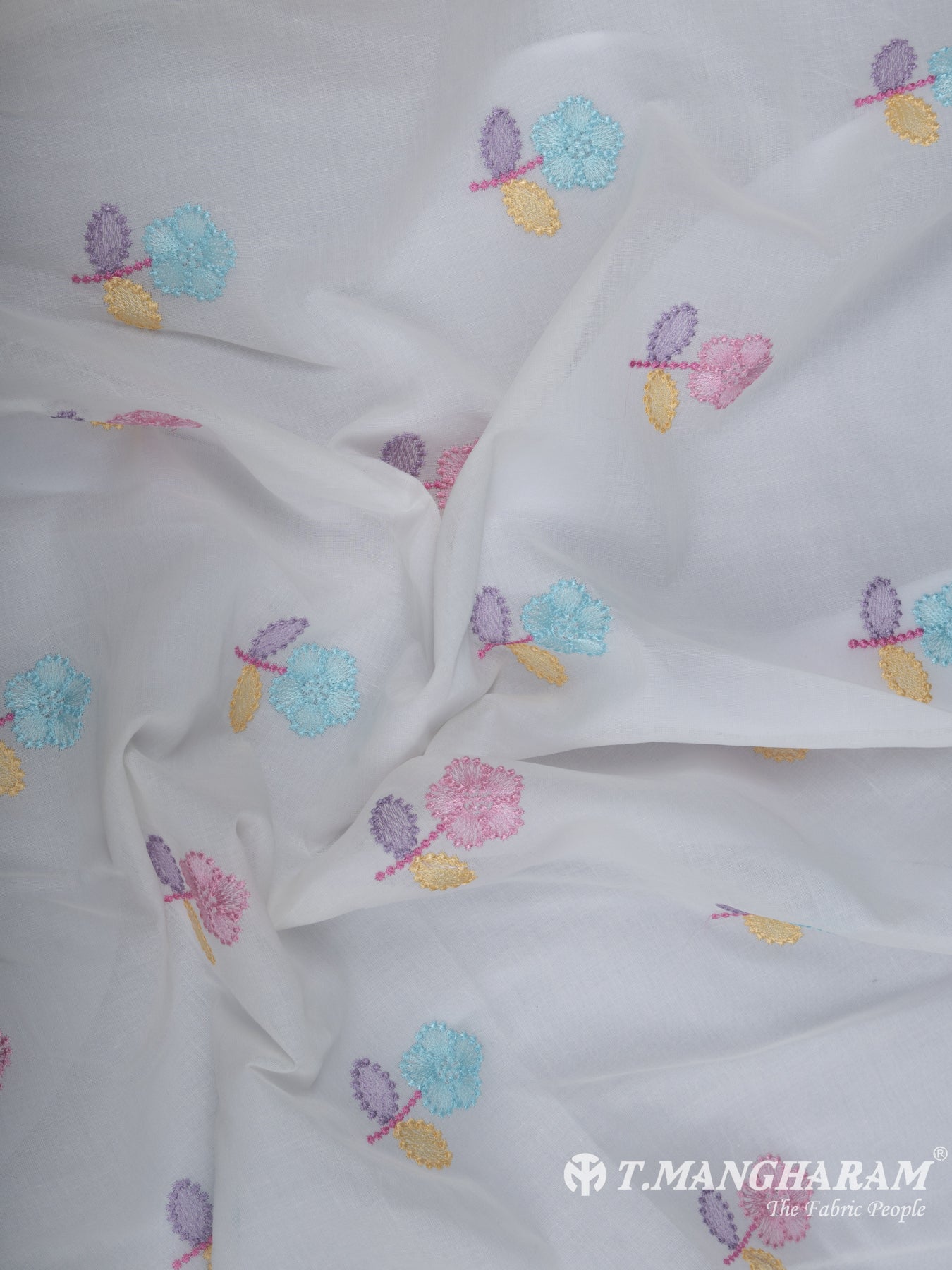 White Cotton Embroidery Fabric - EC7909 view-4