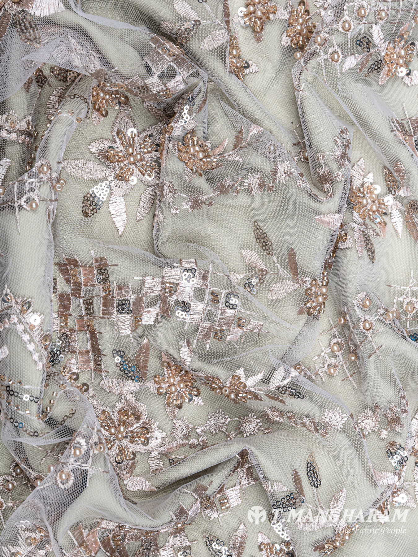 Beige Fancy Net Fabric - EA1516 view-4