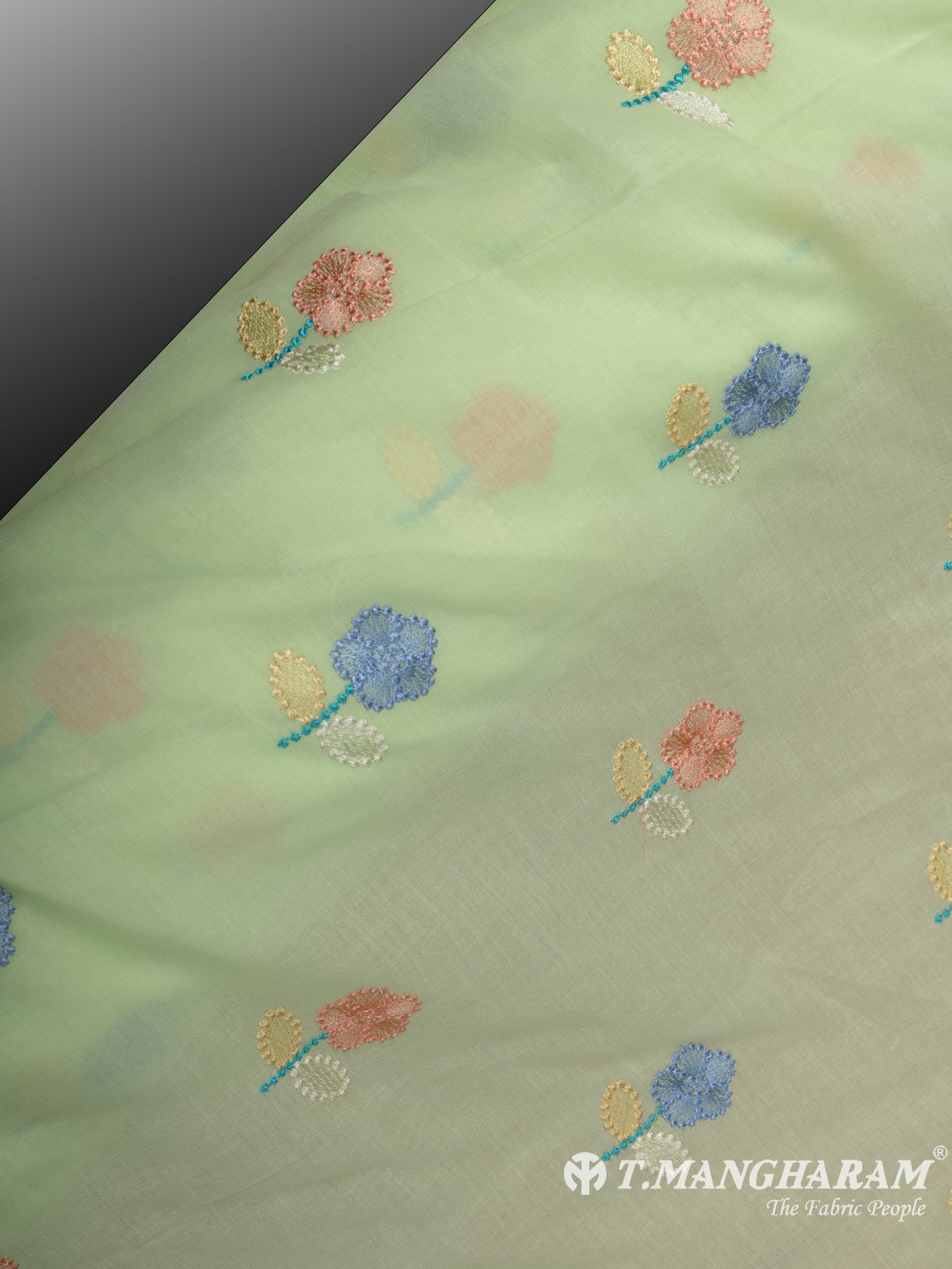 Green Cotton Embroidery Fabric - EC7912 view-2