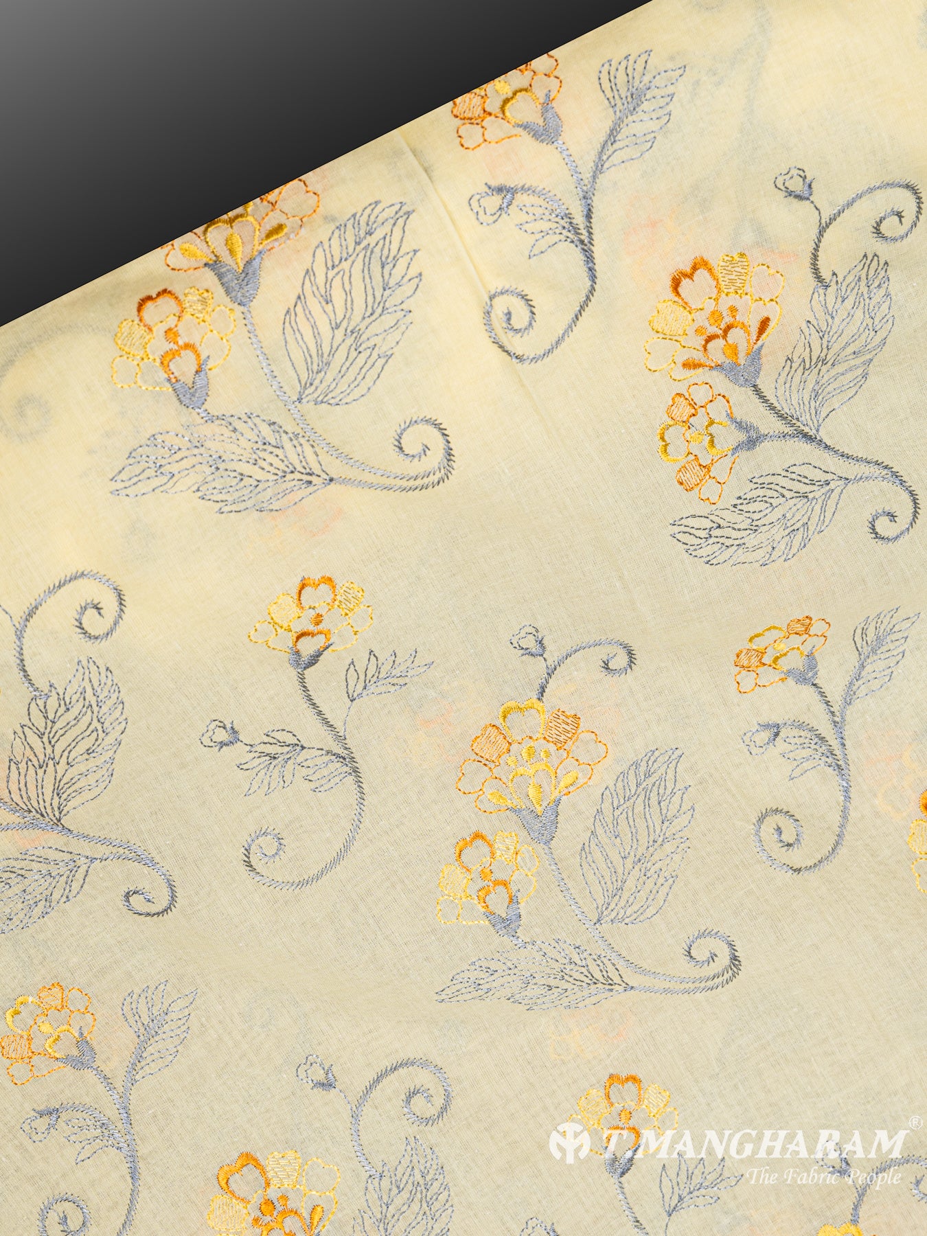 Yellow Cotton Embroidery Fabric - EB4695 view-2