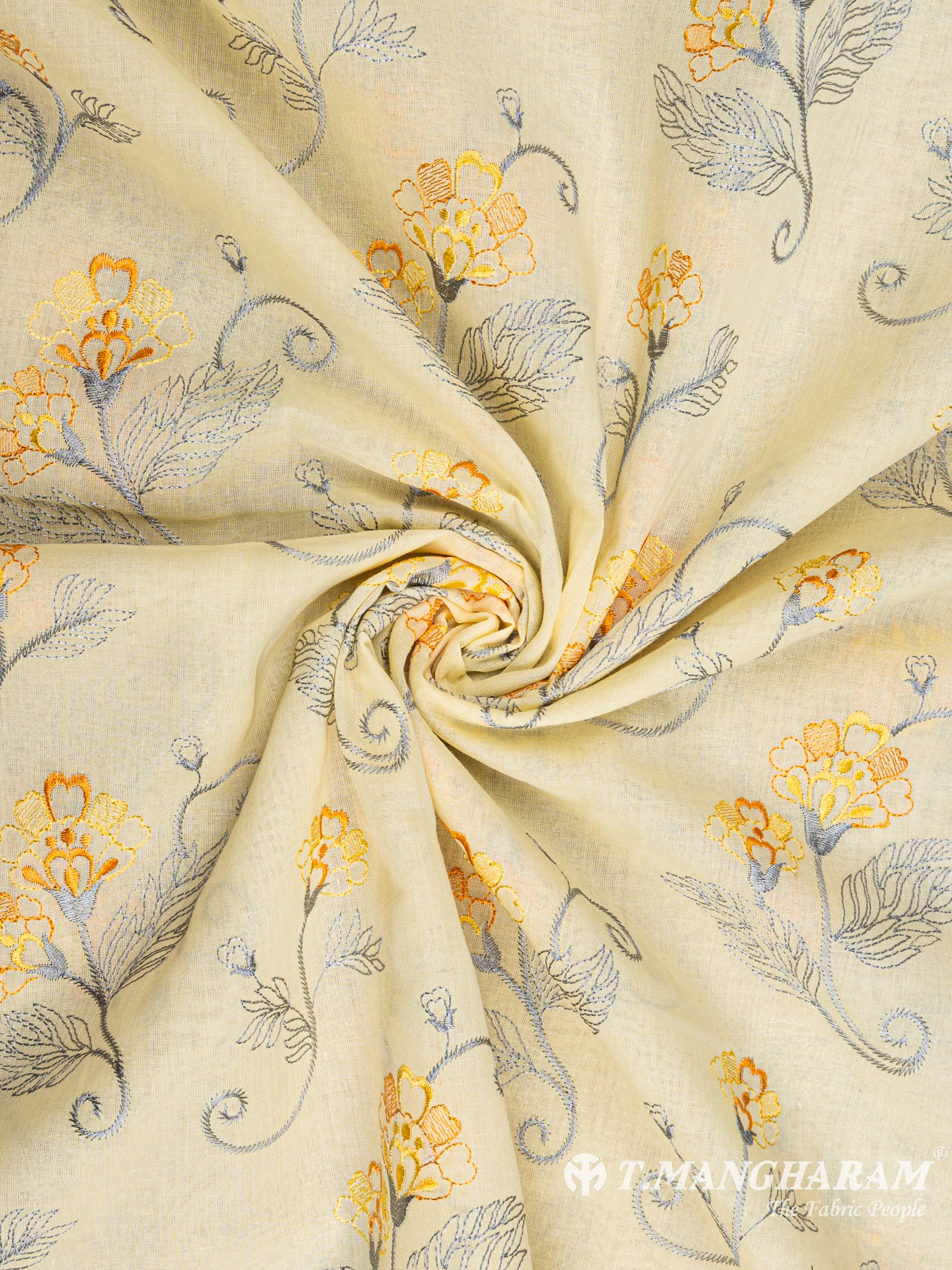 Yellow Cotton Embroidery Fabric - EB4695 view-1