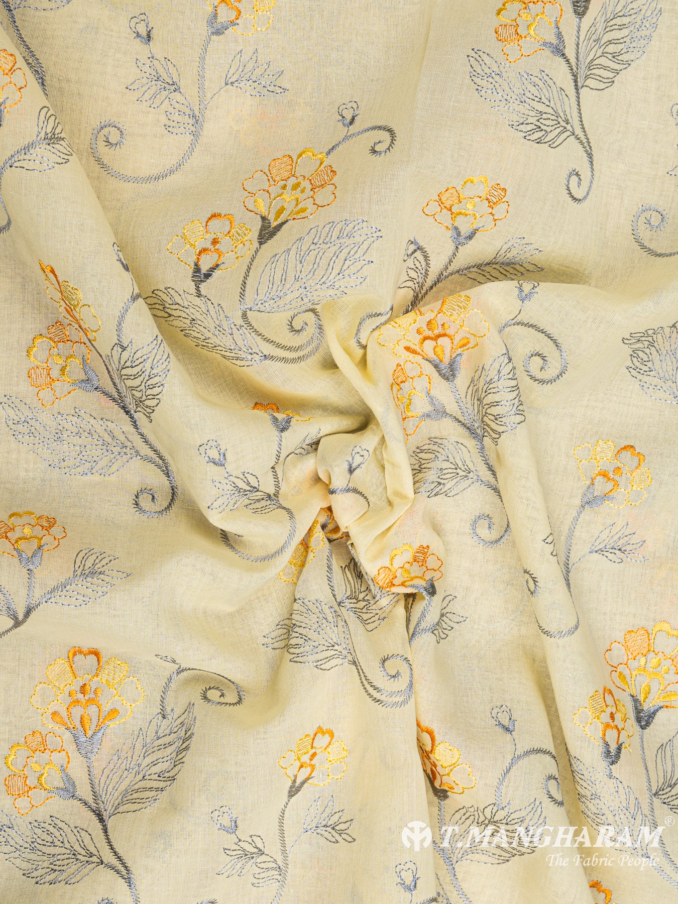Yellow Cotton Embroidery Fabric - EB4695 view-4