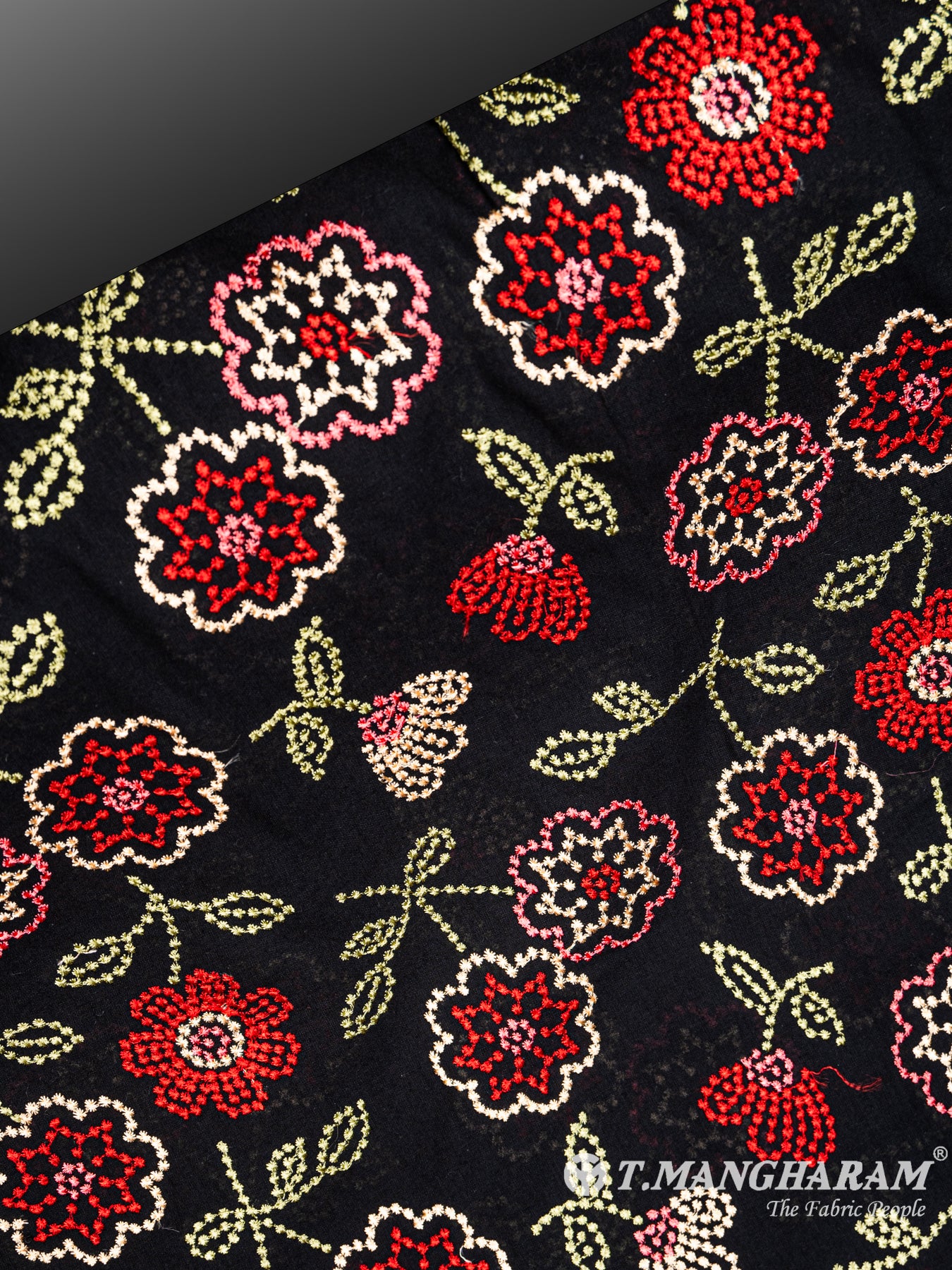 Black Cotton Embroidery Fabric - EB4699 view-2
