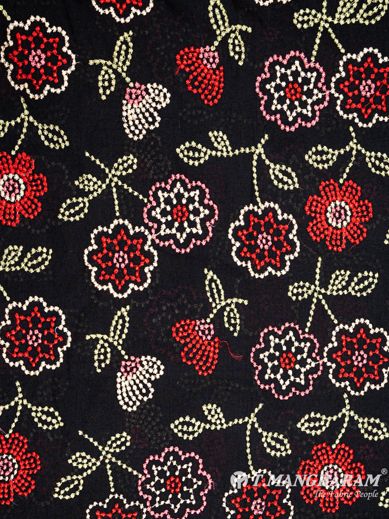Black Cotton Embroidery Fabric - EB4699 view-3