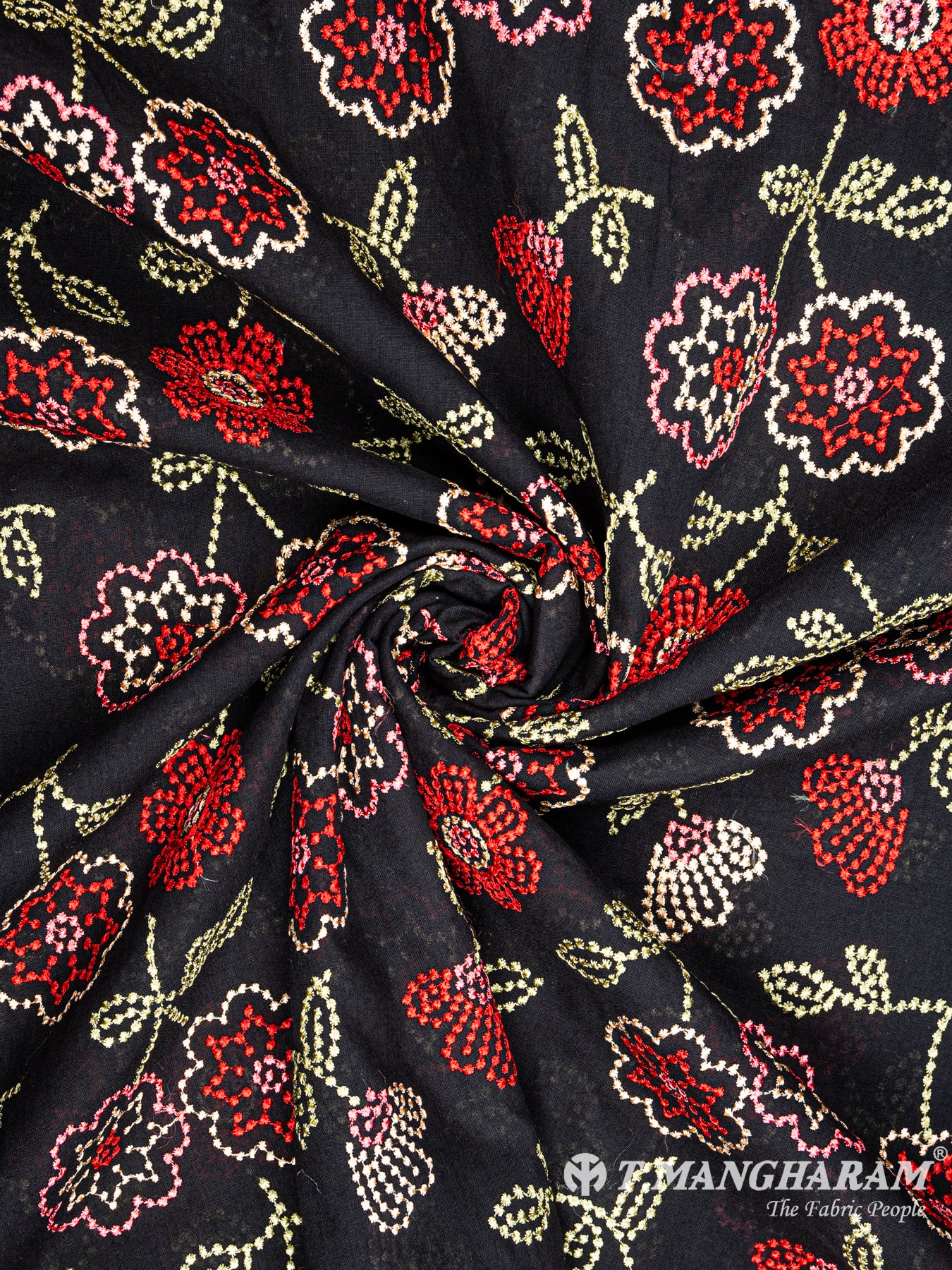 Black Cotton Embroidery Fabric - EB4699 view-1