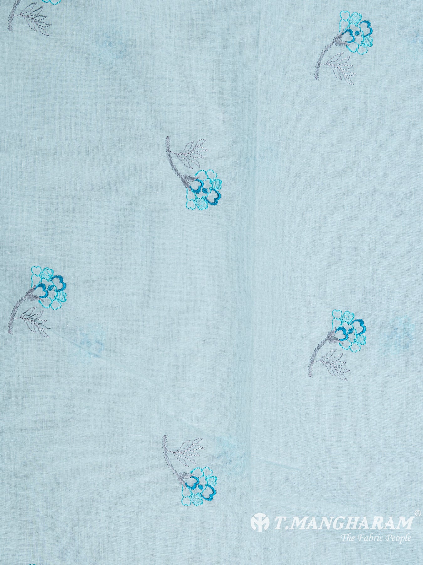 Blue Cotton Embroidery Fabric - EB4696 view-3