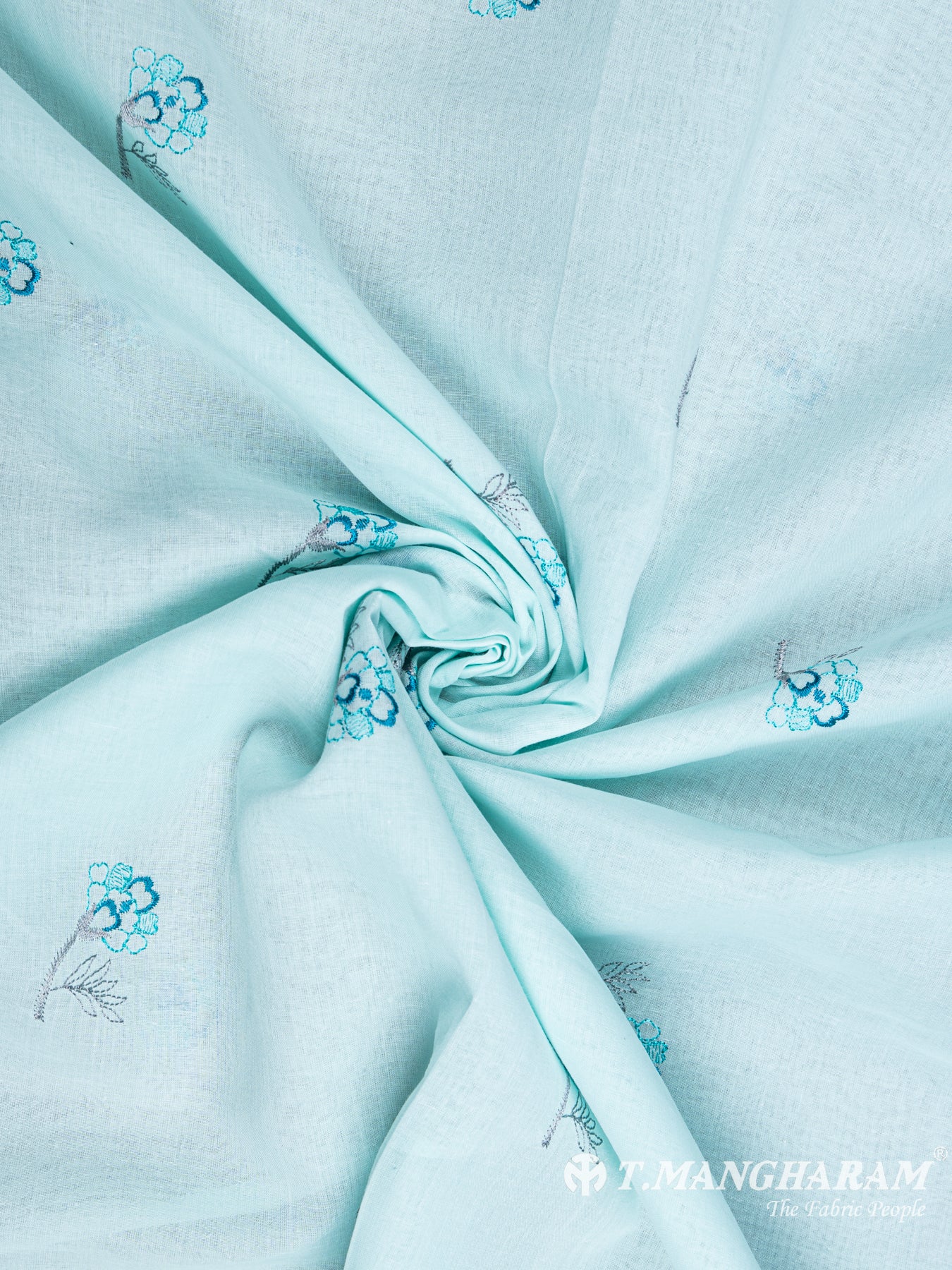 Blue Cotton Embroidery Fabric - EB4696 view-4