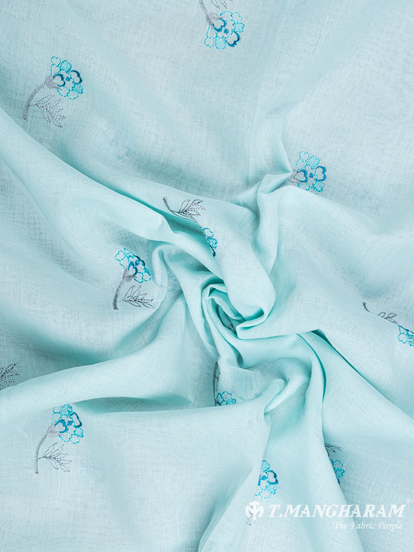 Blue Cotton Embroidery Fabric - EB4696 view-1