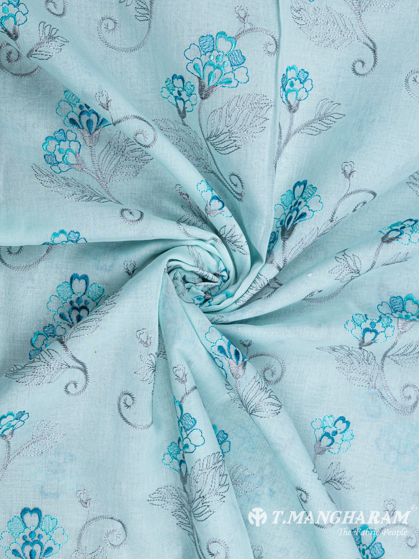 Sea Green Cotton Embroidery Fabric - EB4693 view-1
