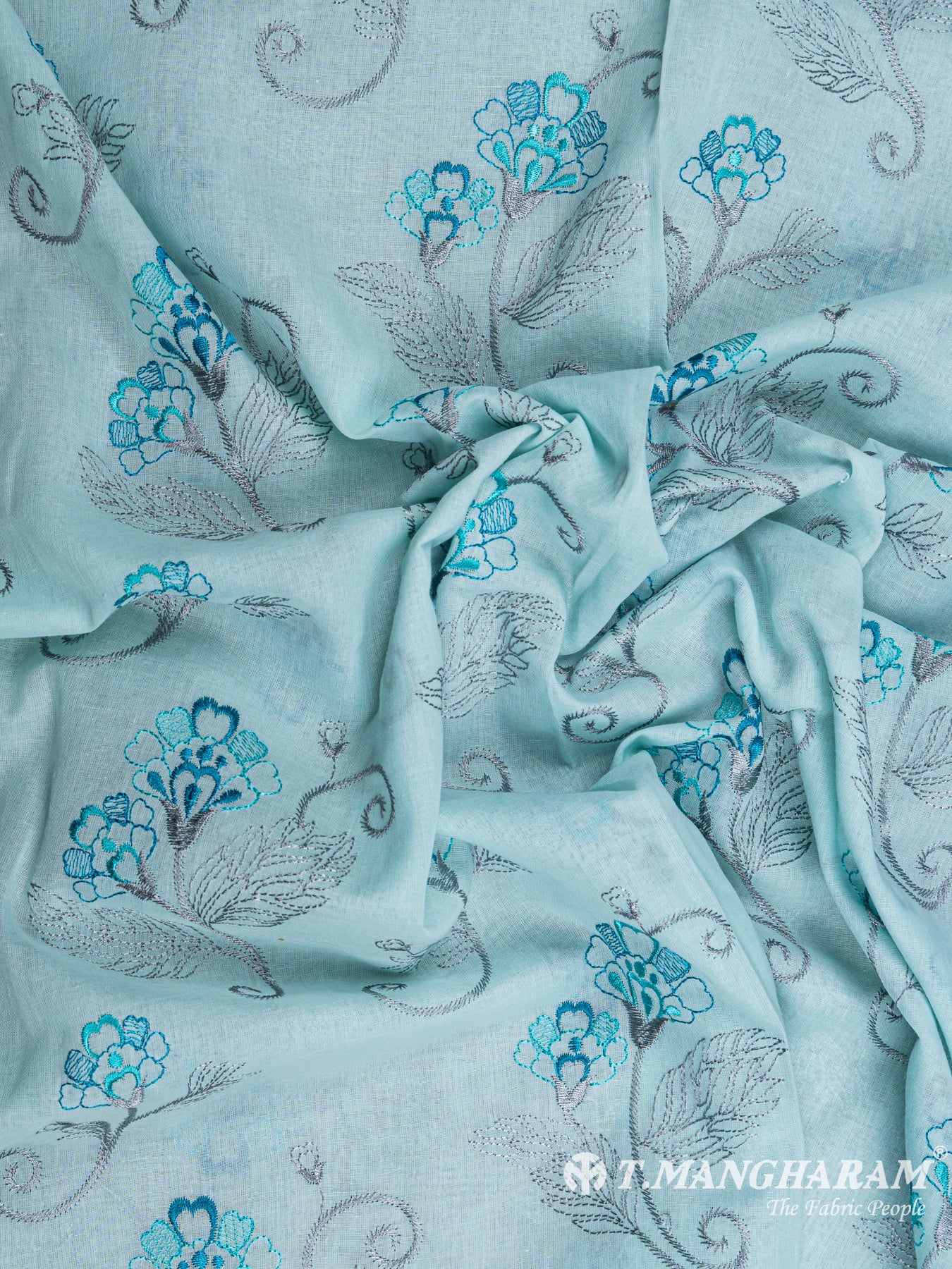 Sea Green Cotton Embroidery Fabric - EB4693 view-4