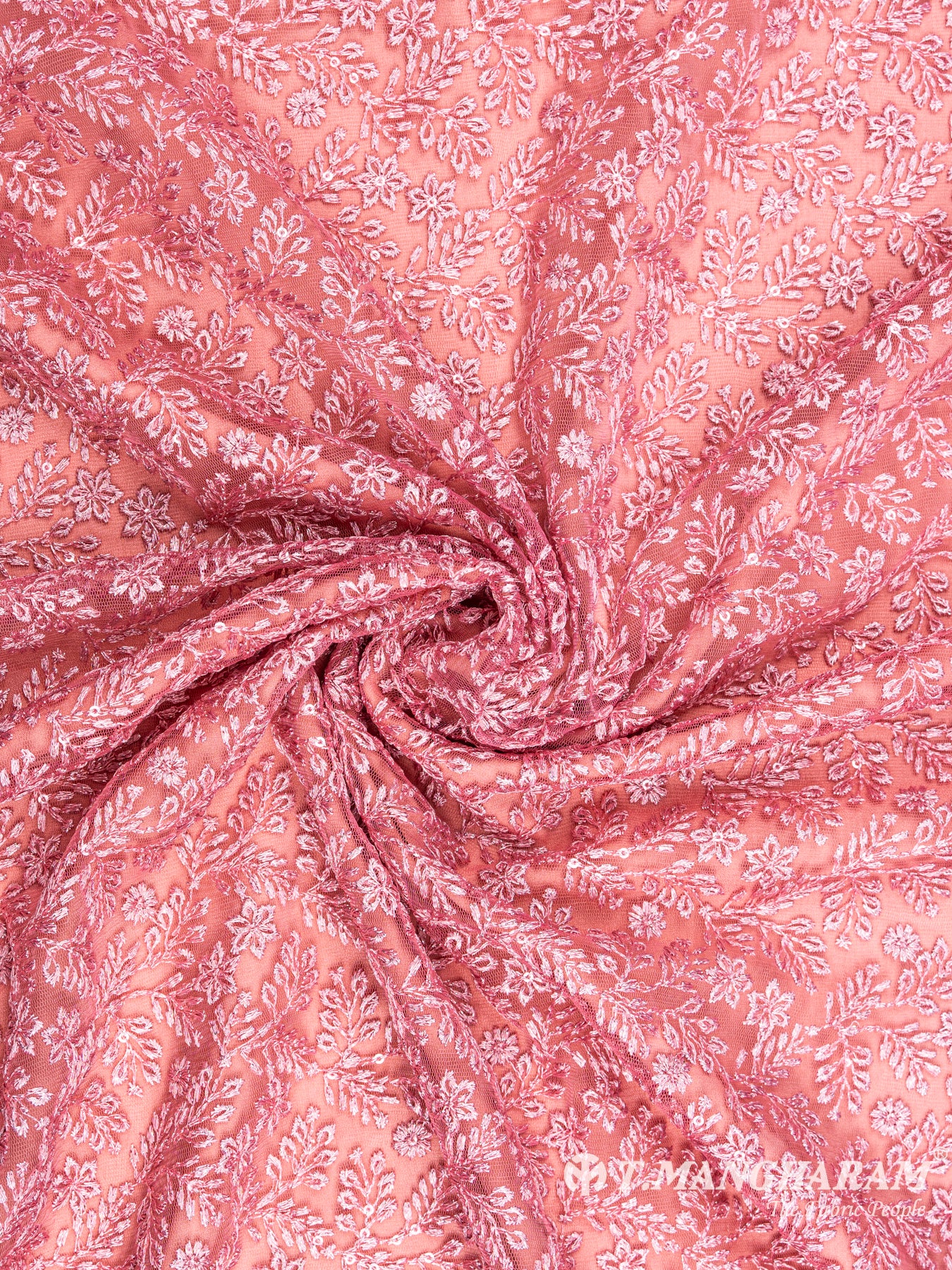 Pink Net Embroidery Fabric - EC6161 view-1