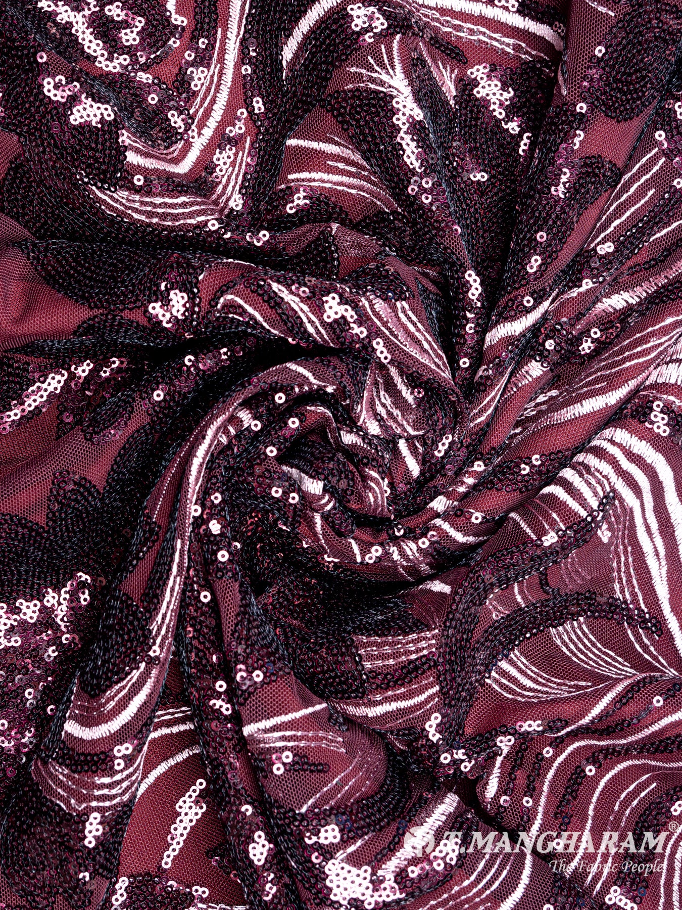 Maroon Fancy Net Fabric - EC4061 view-1