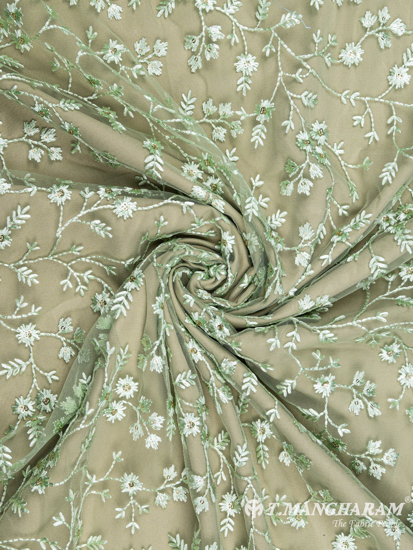 Green Net Embroidery Fabric - EC6123 view-1