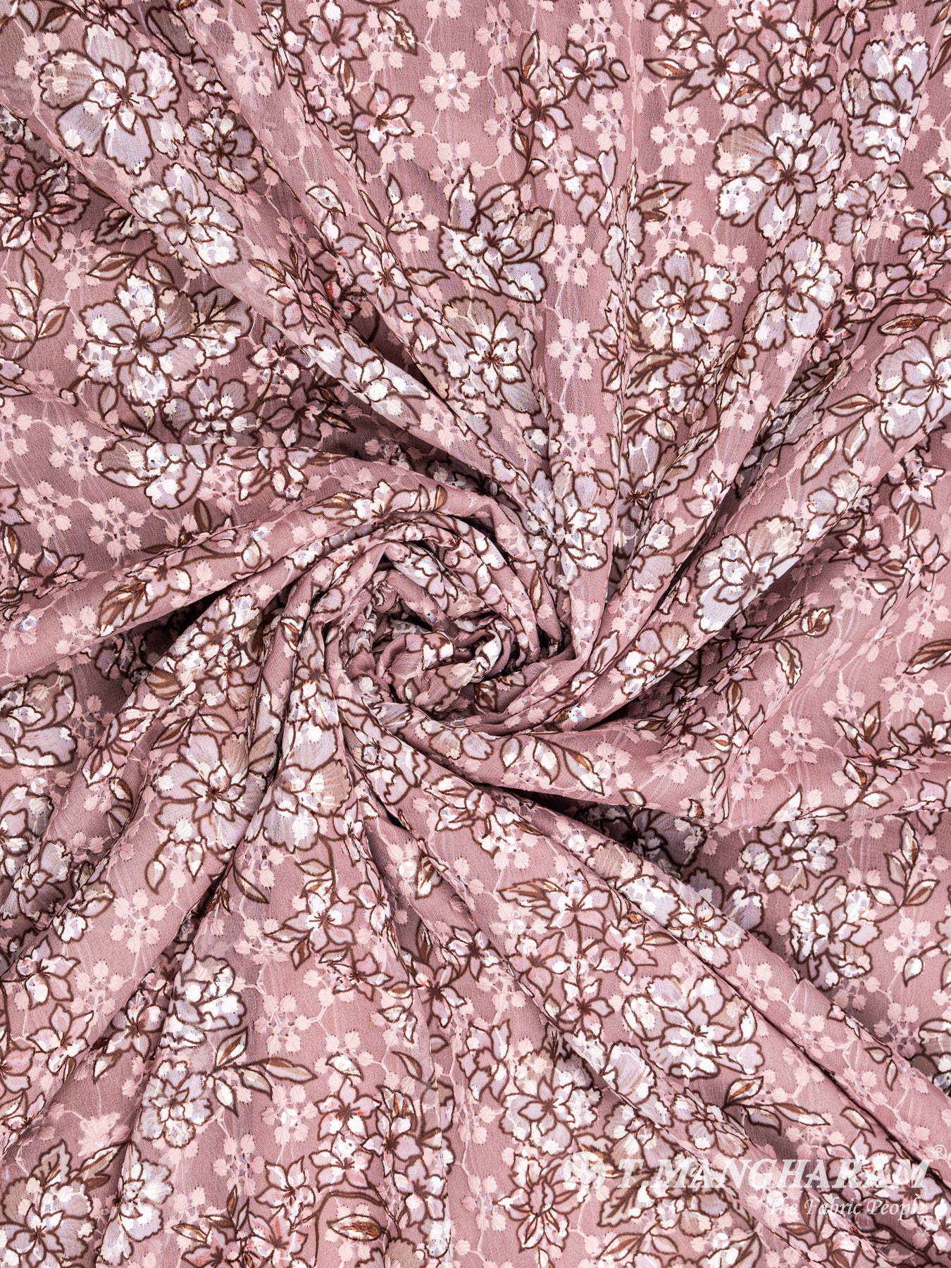Peach Georgette Embroidery Fabric - EB4687 view-1