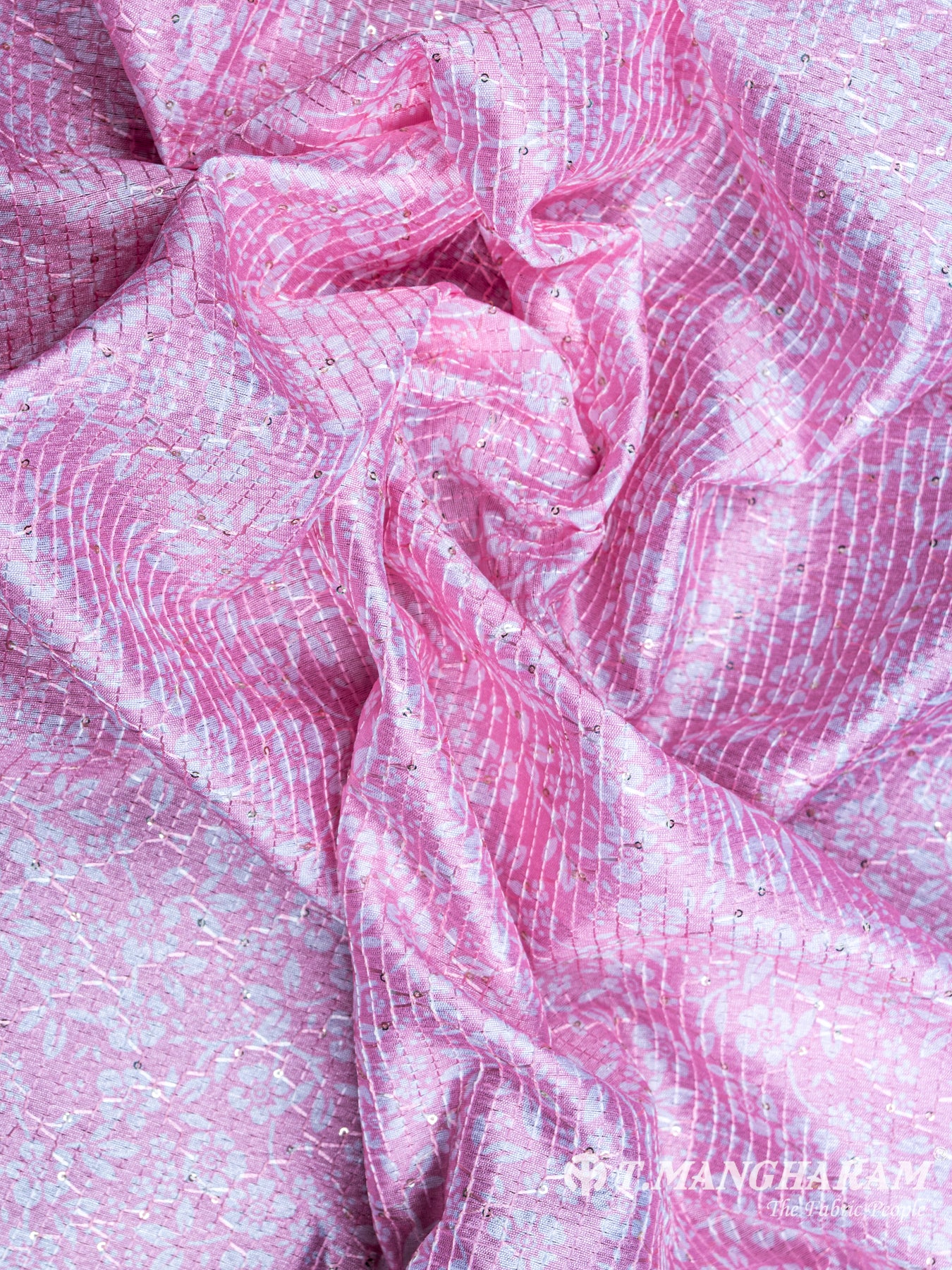 Pink Semi Banaras Fabric - EB3698 view-4