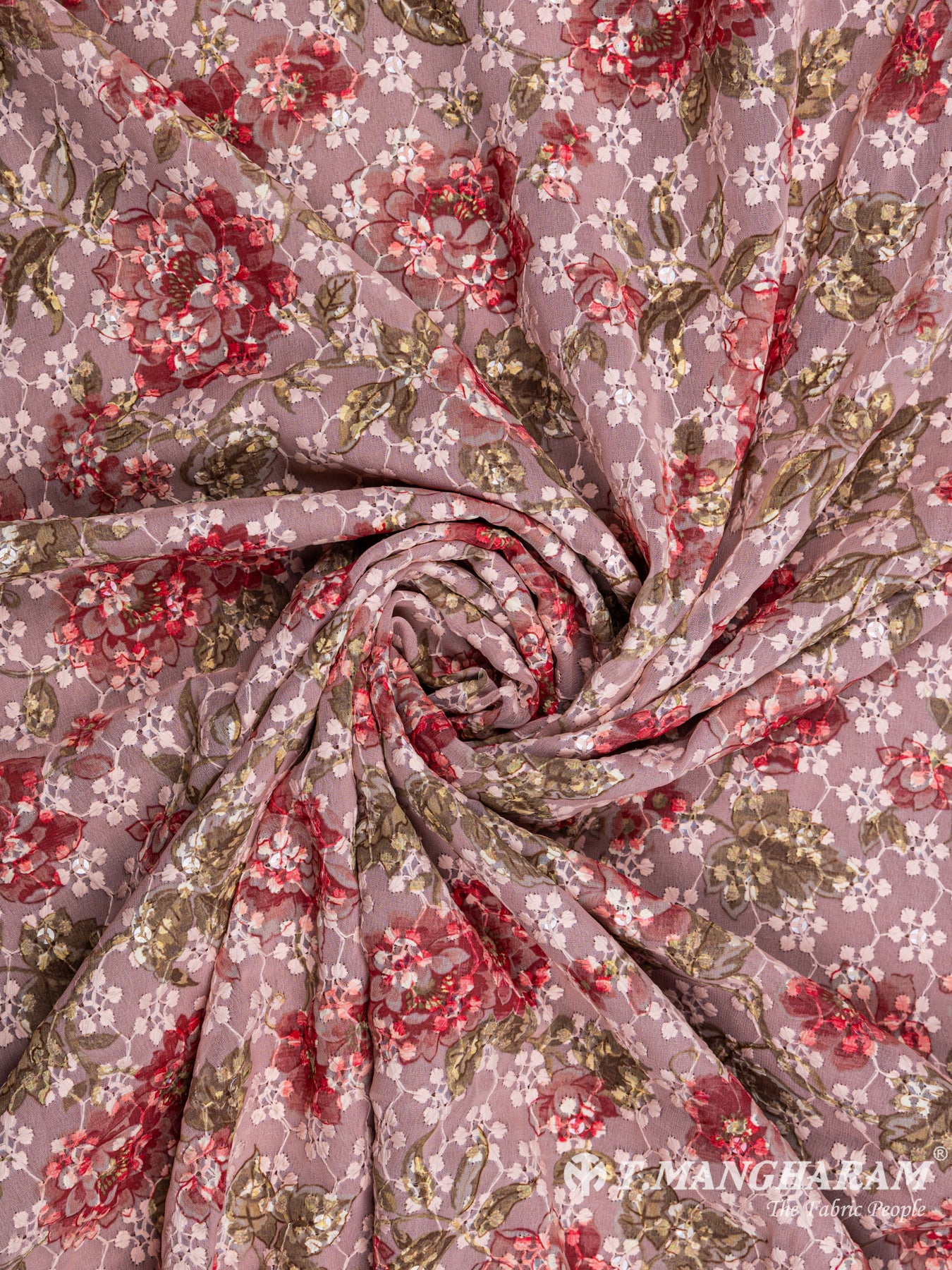 Baby Pink Georgette Embroidery Fabric - EB4692 view-1