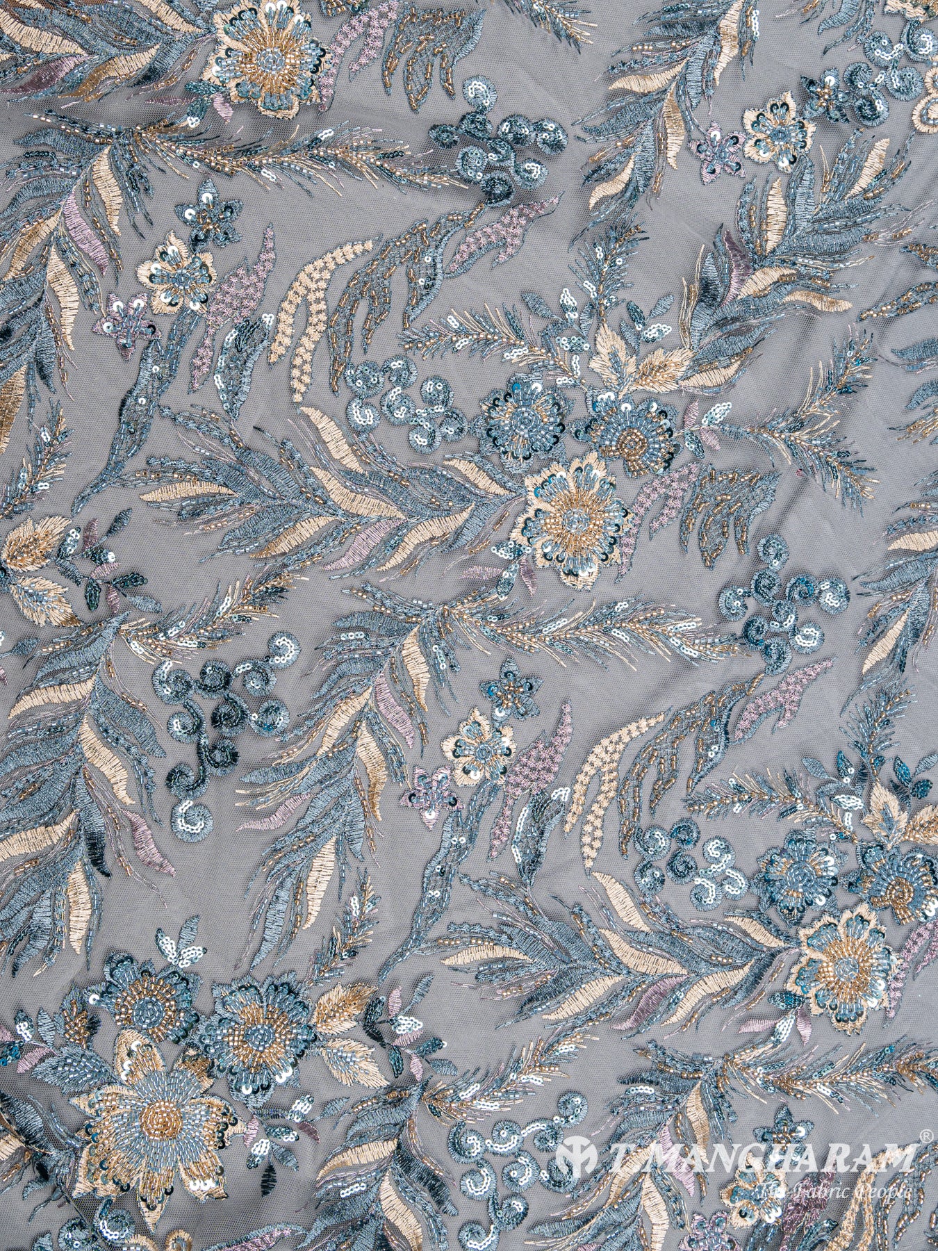 Ash Blue Fancy Net Fabric - EB3209 view-3
