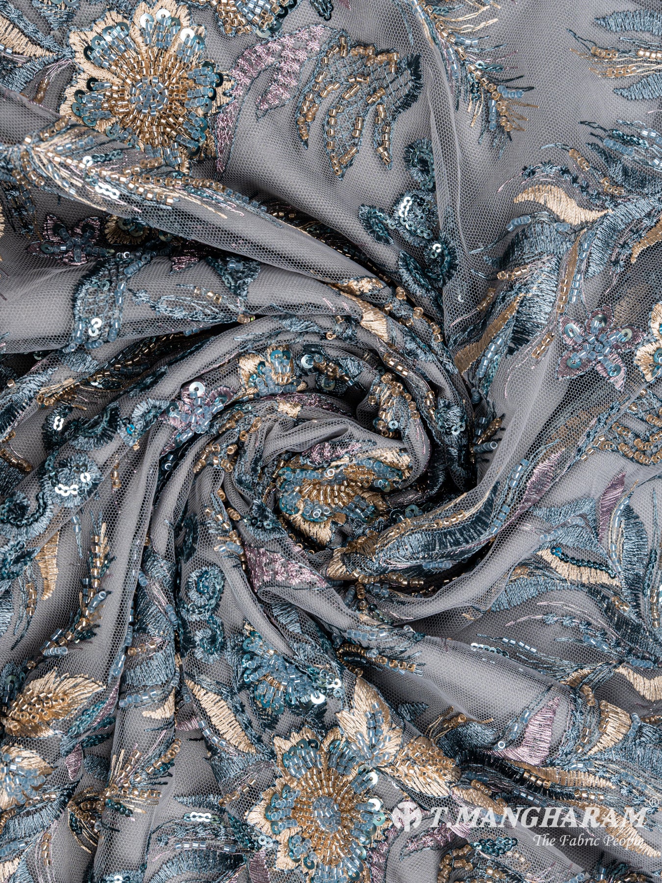 Ash Blue Fancy Net Fabric - EB3209 view-1