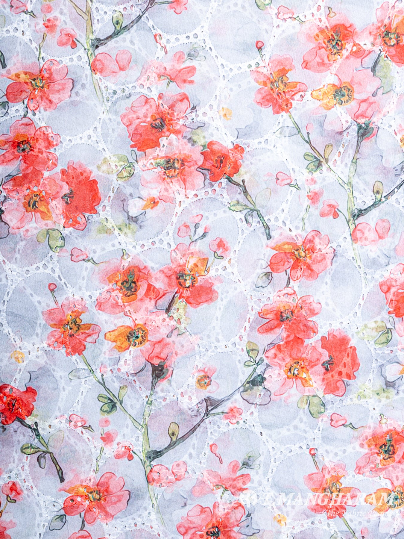 Violet Georgette Embroidery Fabric - EC6175 view-3