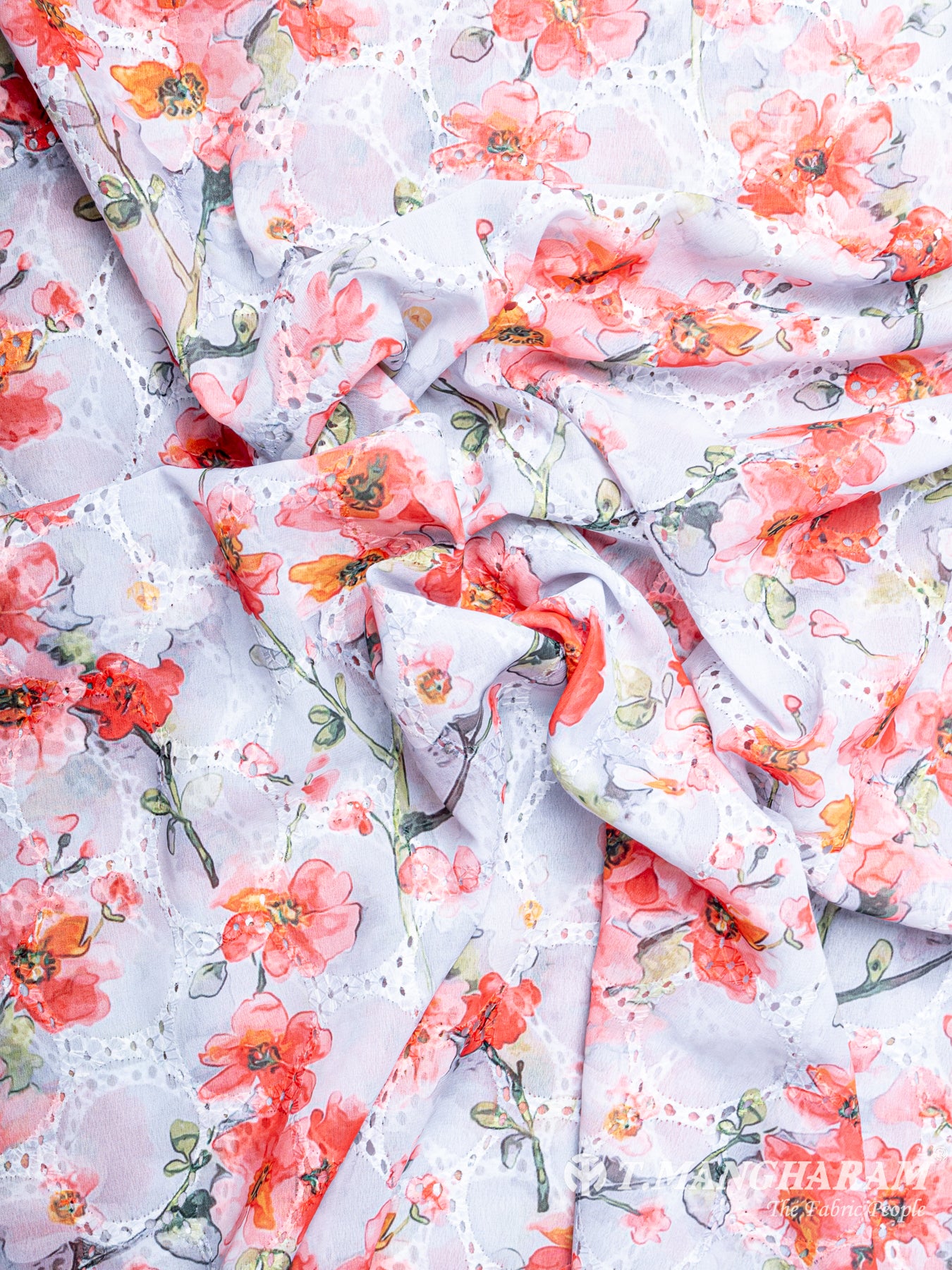 Violet Georgette Embroidery Fabric - EC6175 view-4