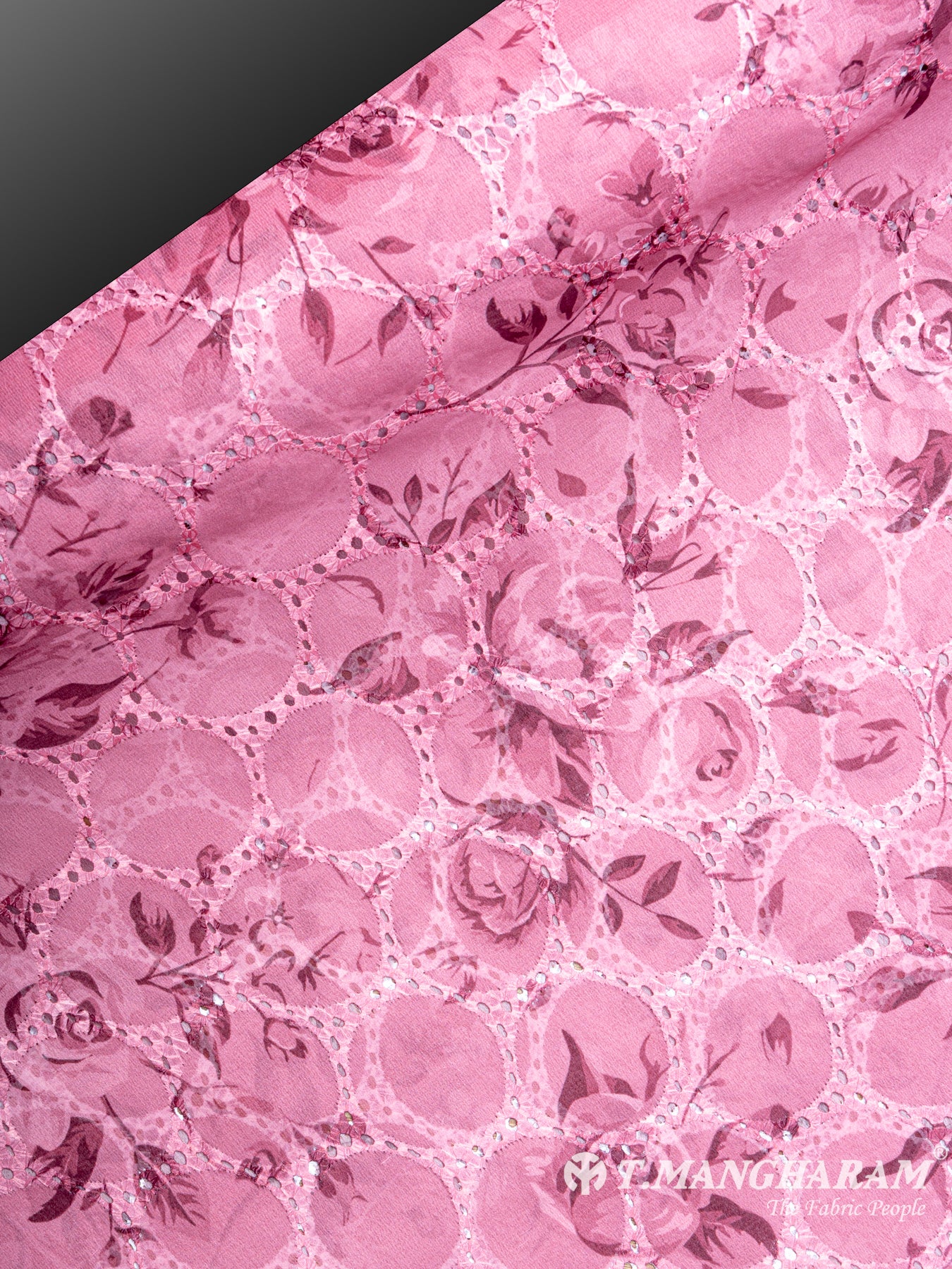 Pink Georgette Embroidery Fabric - EC6176 view-2