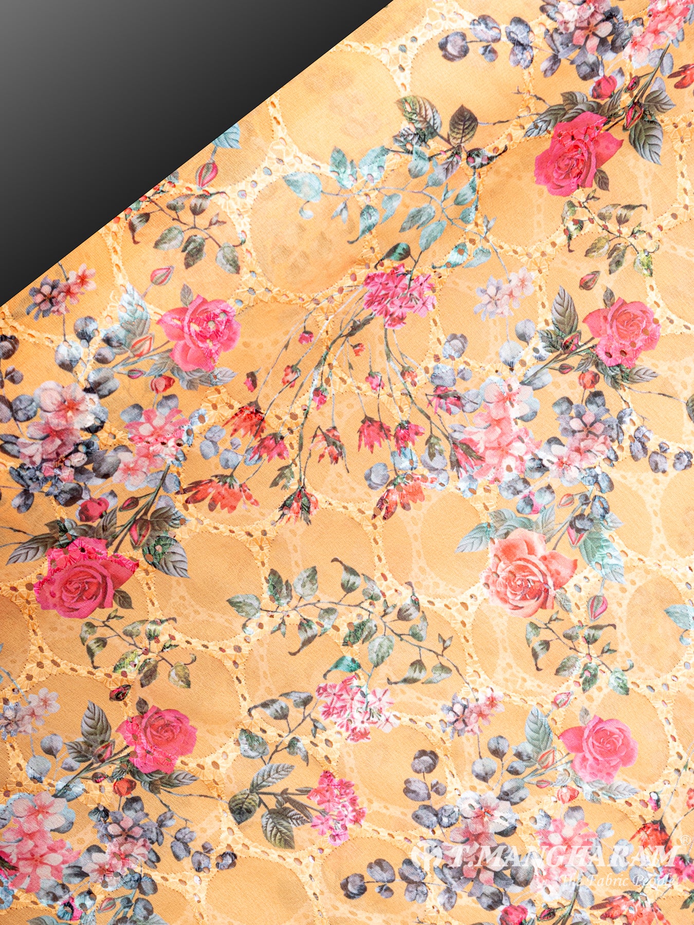 Orange Georgette Embroidery Fabric - EC6174 view-2