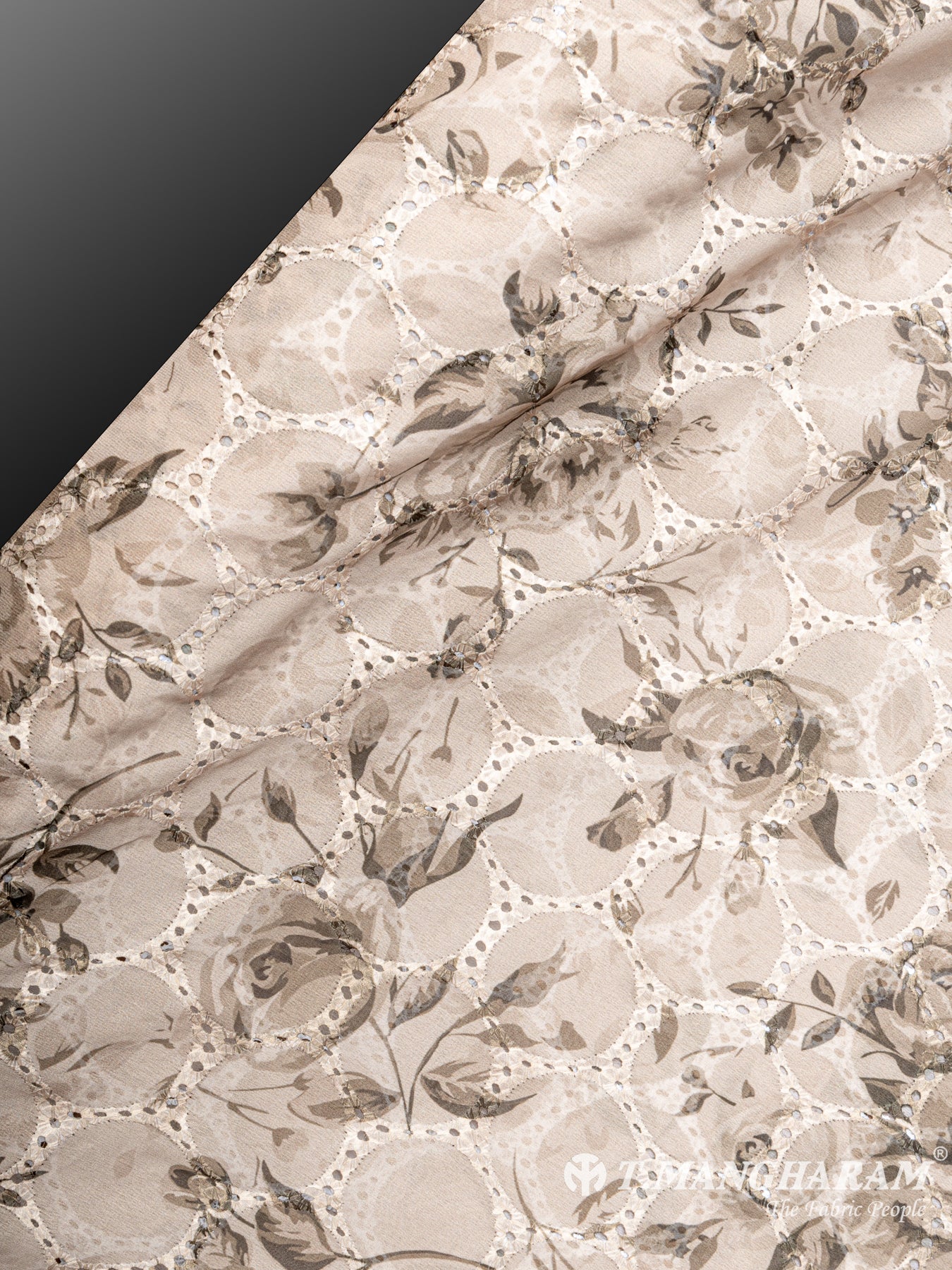 Beige Georgette Embroidery Fabric - EC6172 view-2