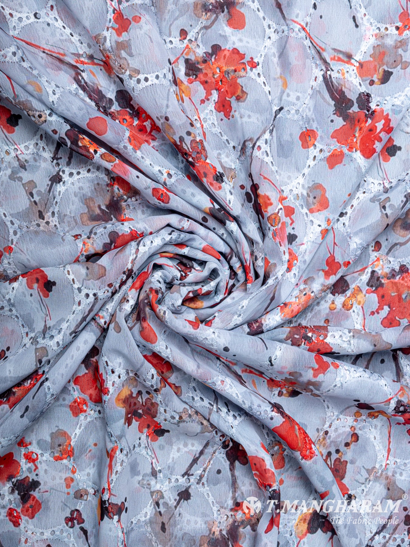 Ashe Blue Georgette Embroidery Fabric - EC6177 view-1